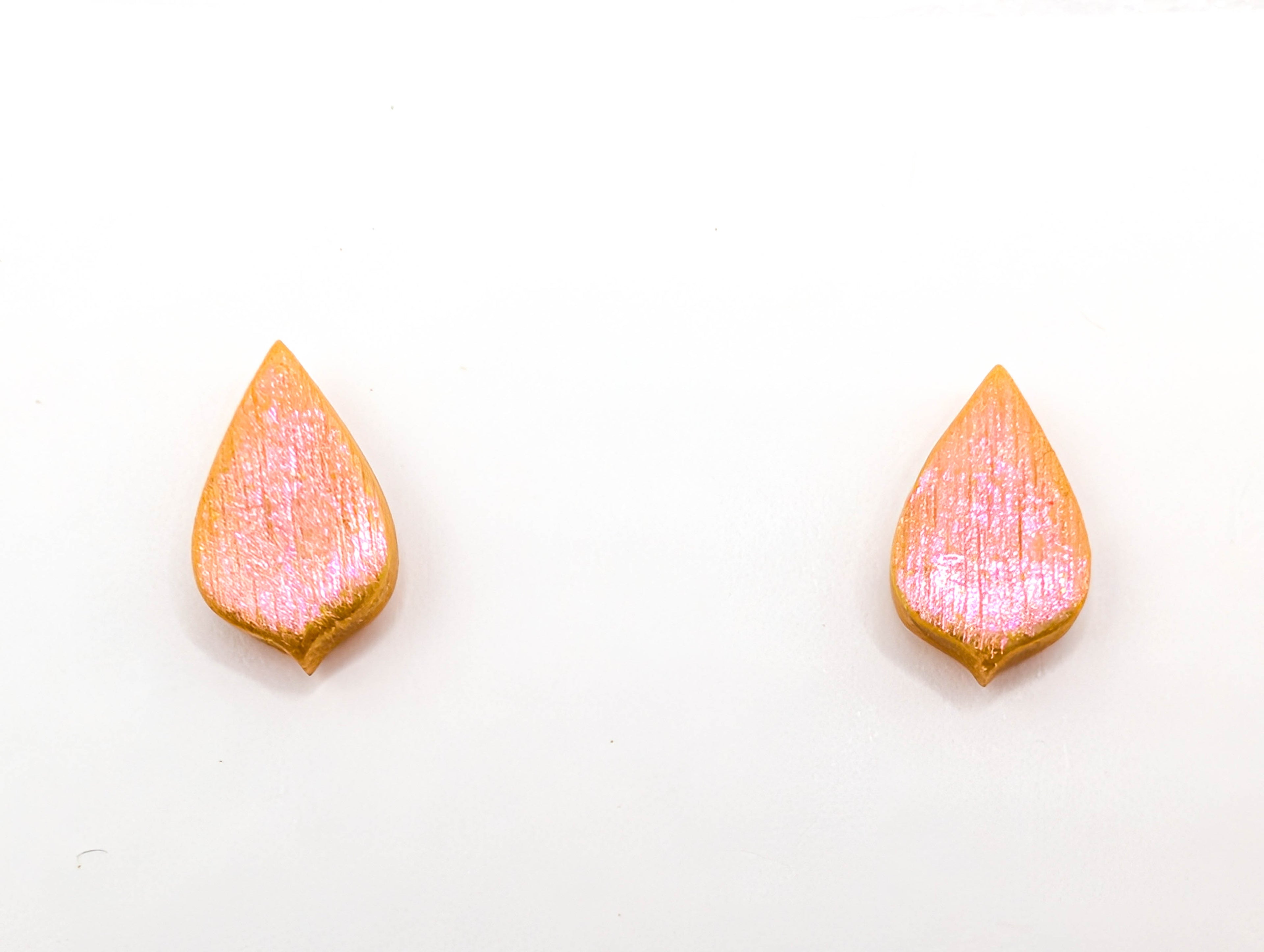 Handcrafted Polymer Clay Gold Leaf Studs