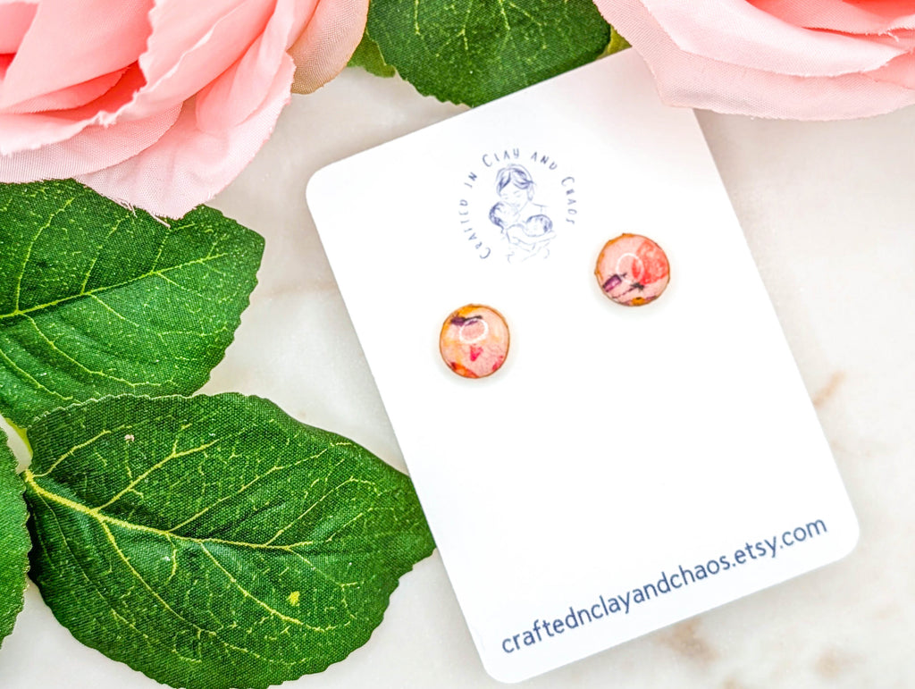 Floral Polymer Clay Stud Earrings
