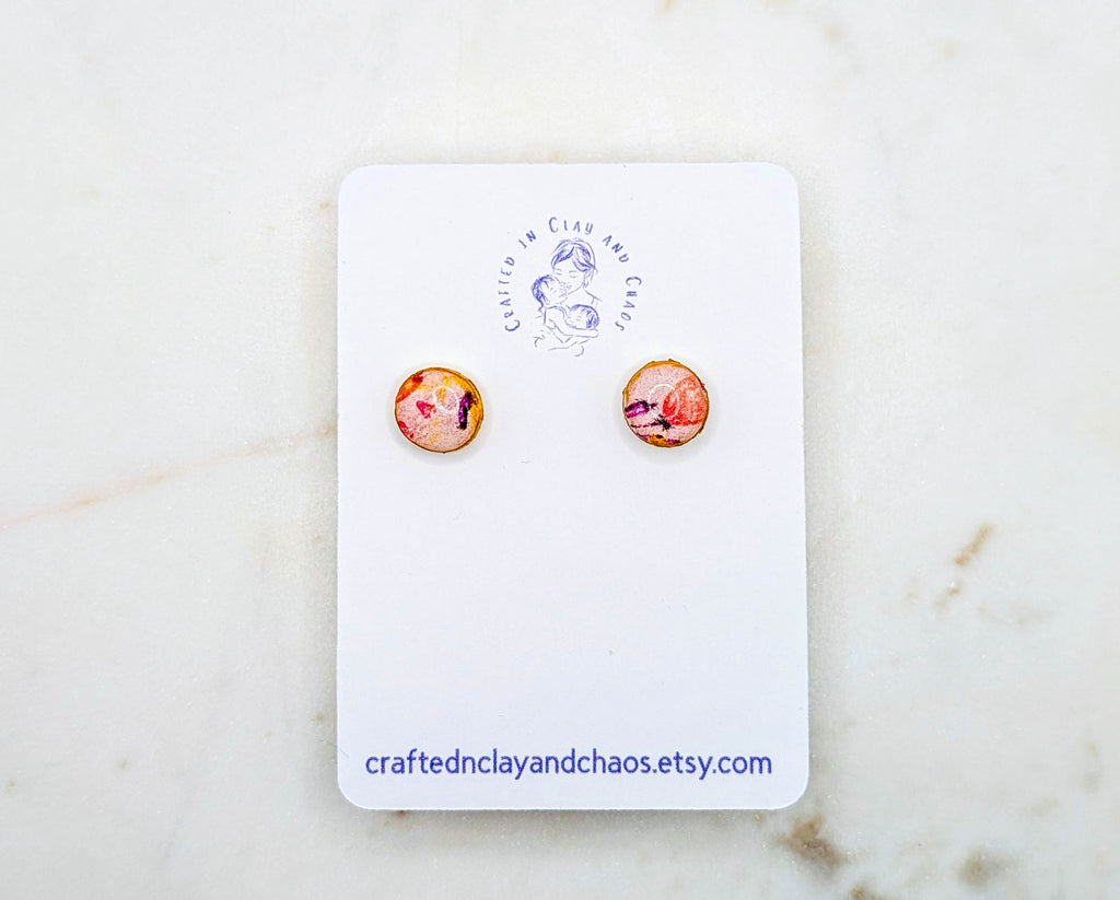 Floral Polymer Clay Stud Earrings