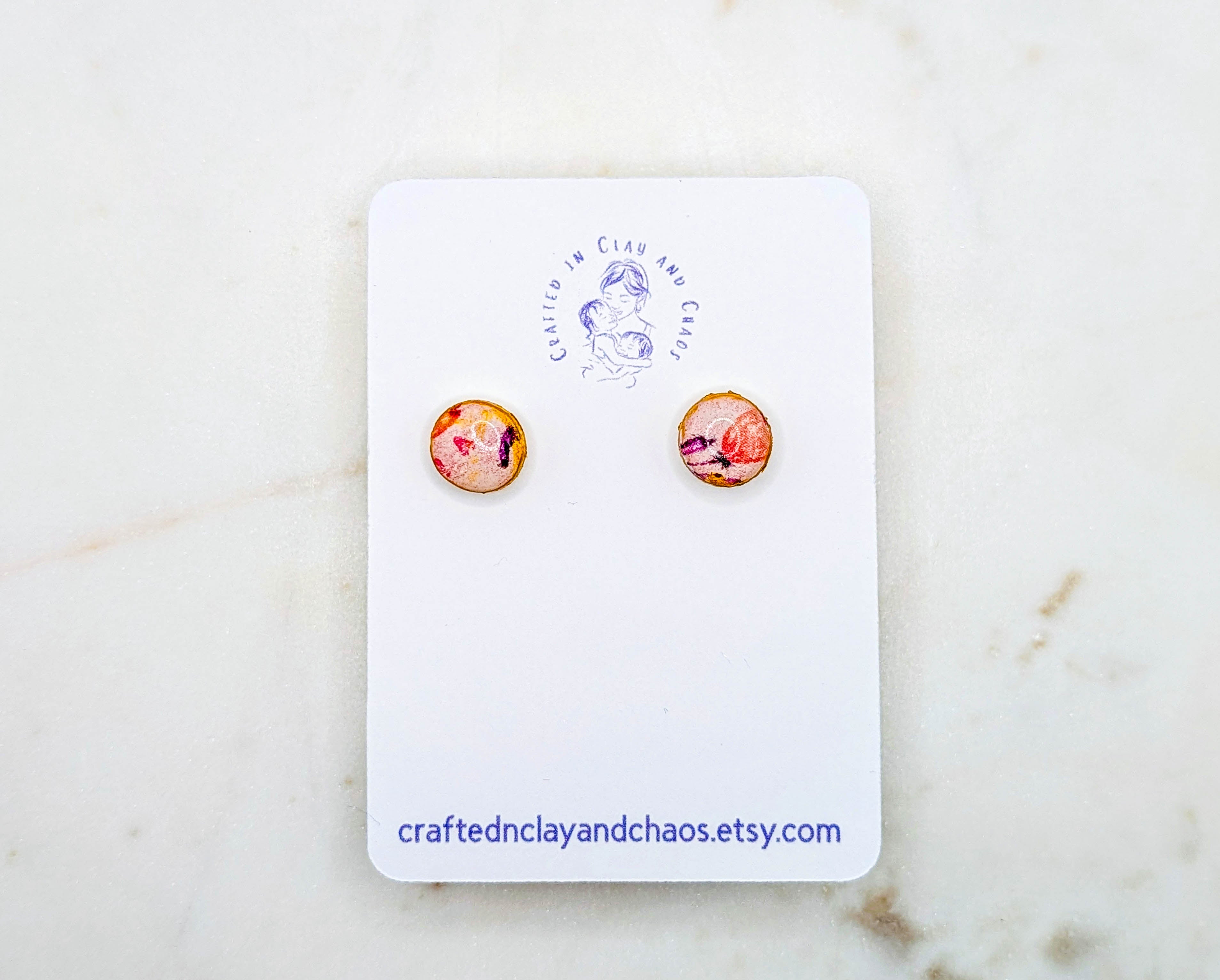 Floral Polymer Clay Stud Earrings