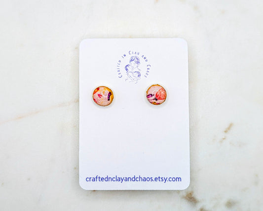 Floral Polymer Clay Stud Earrings