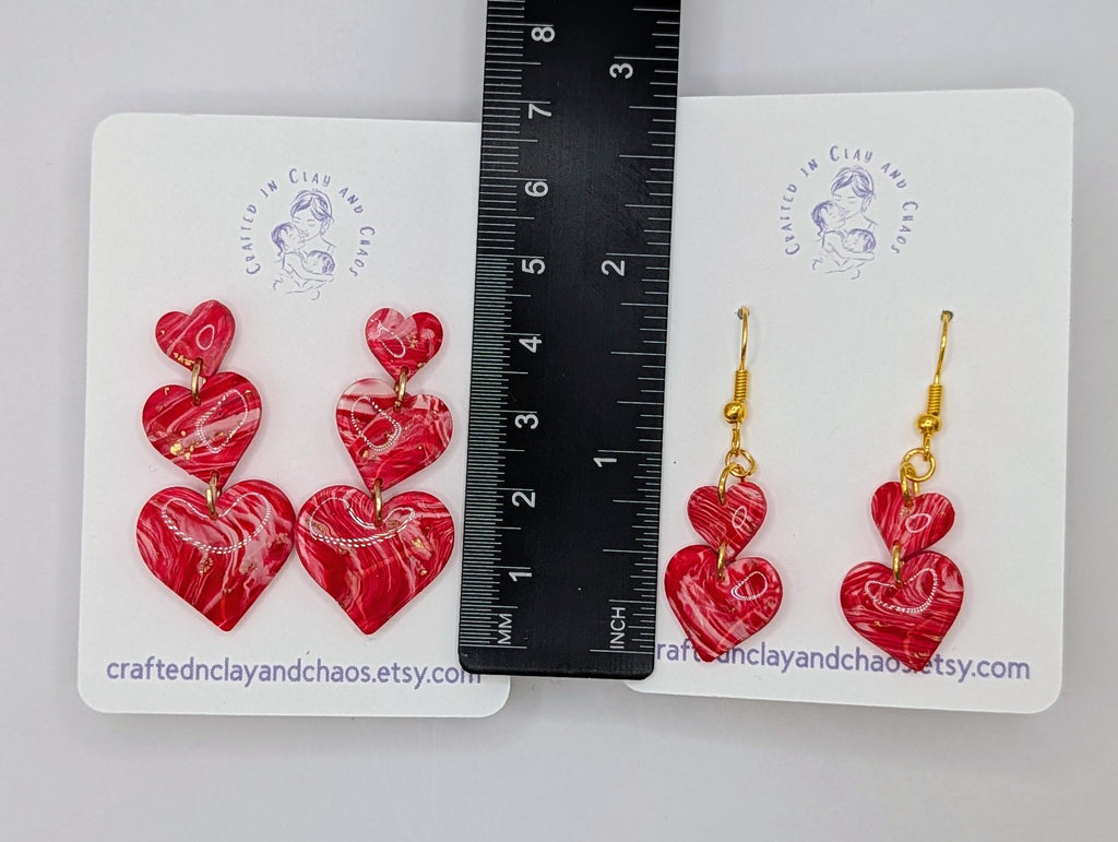 Red Swirled Heart Earrings