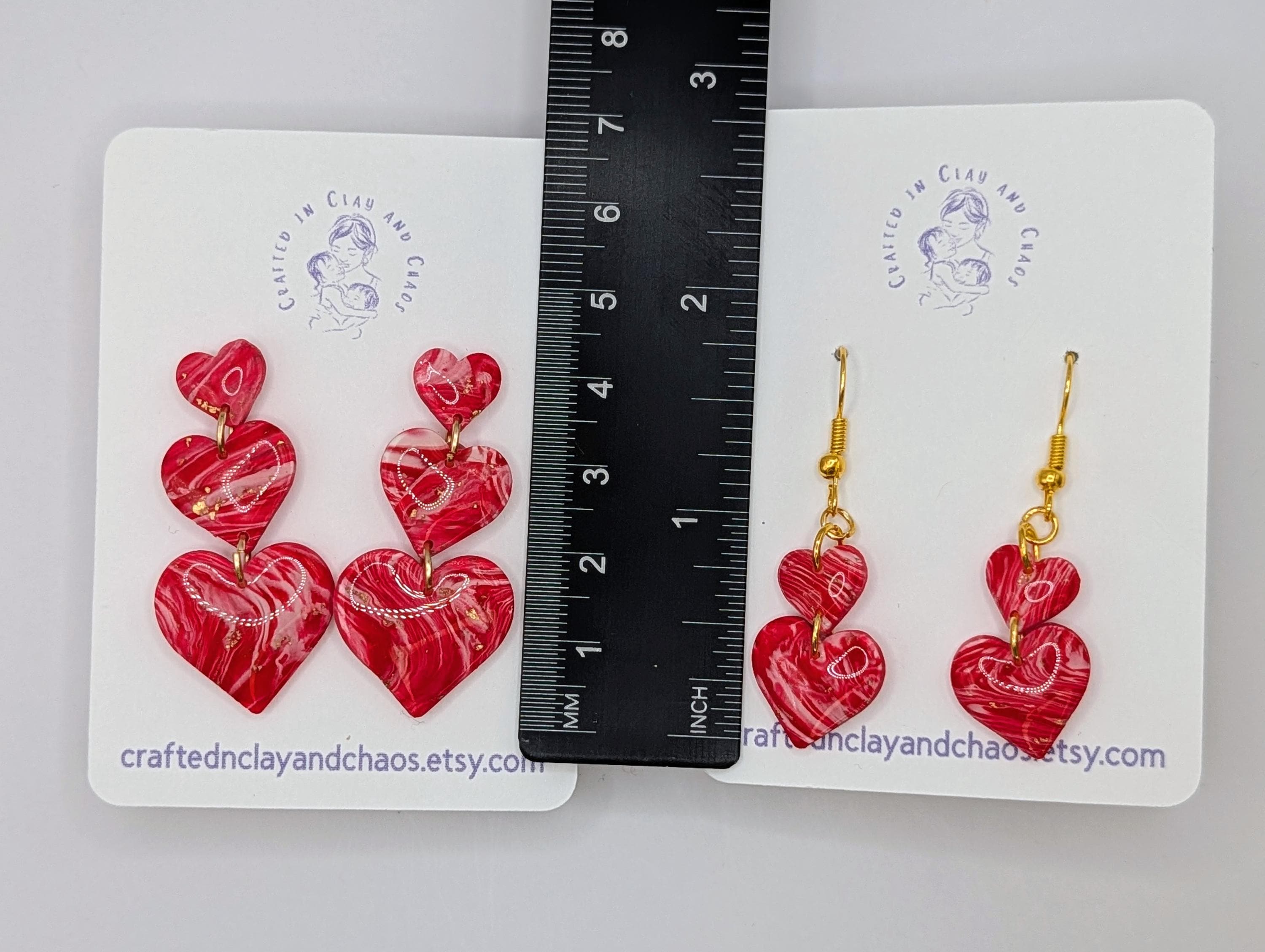 Red Swirled Heart Earrings