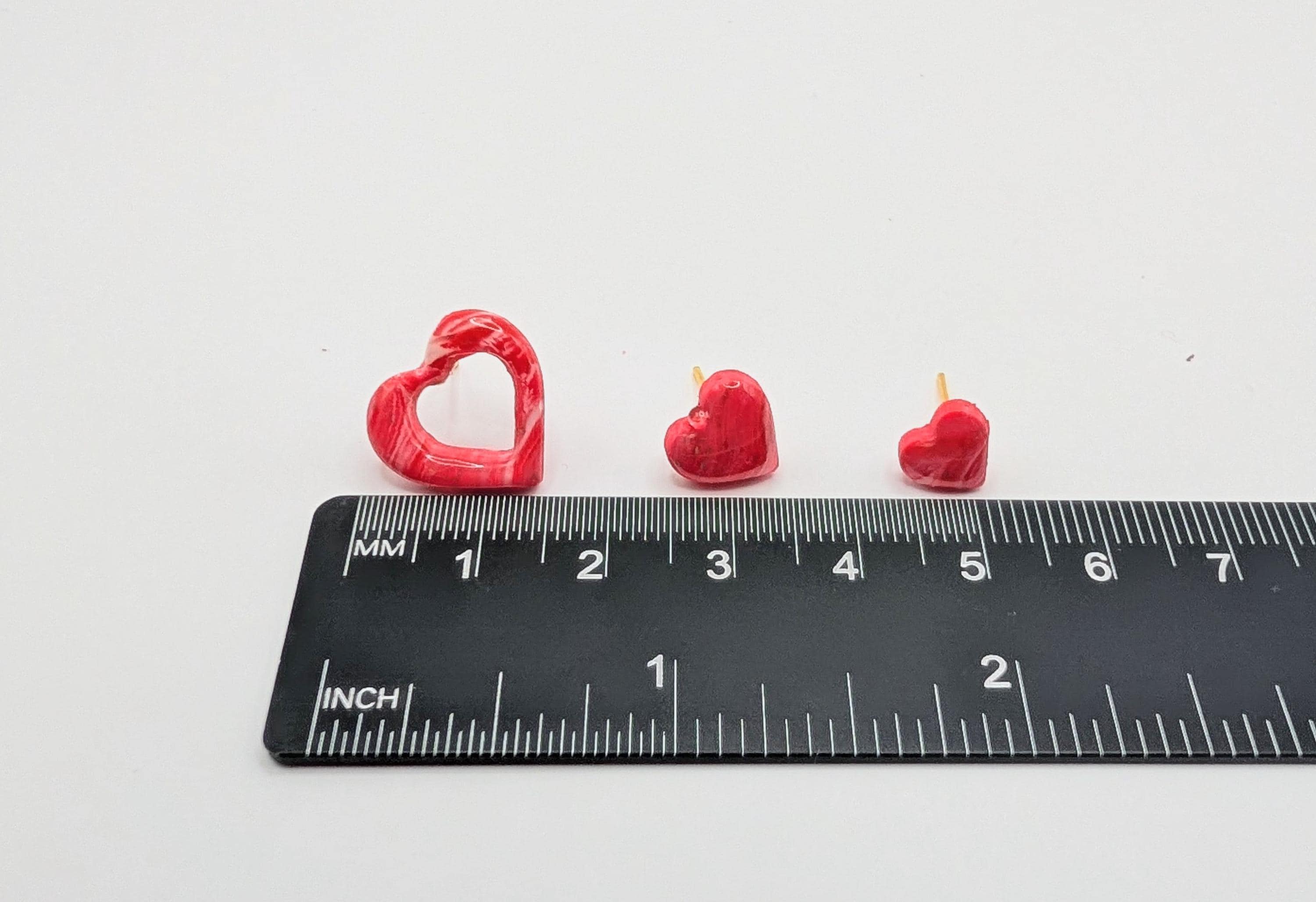 Red Swirled Heart Stud Earrings