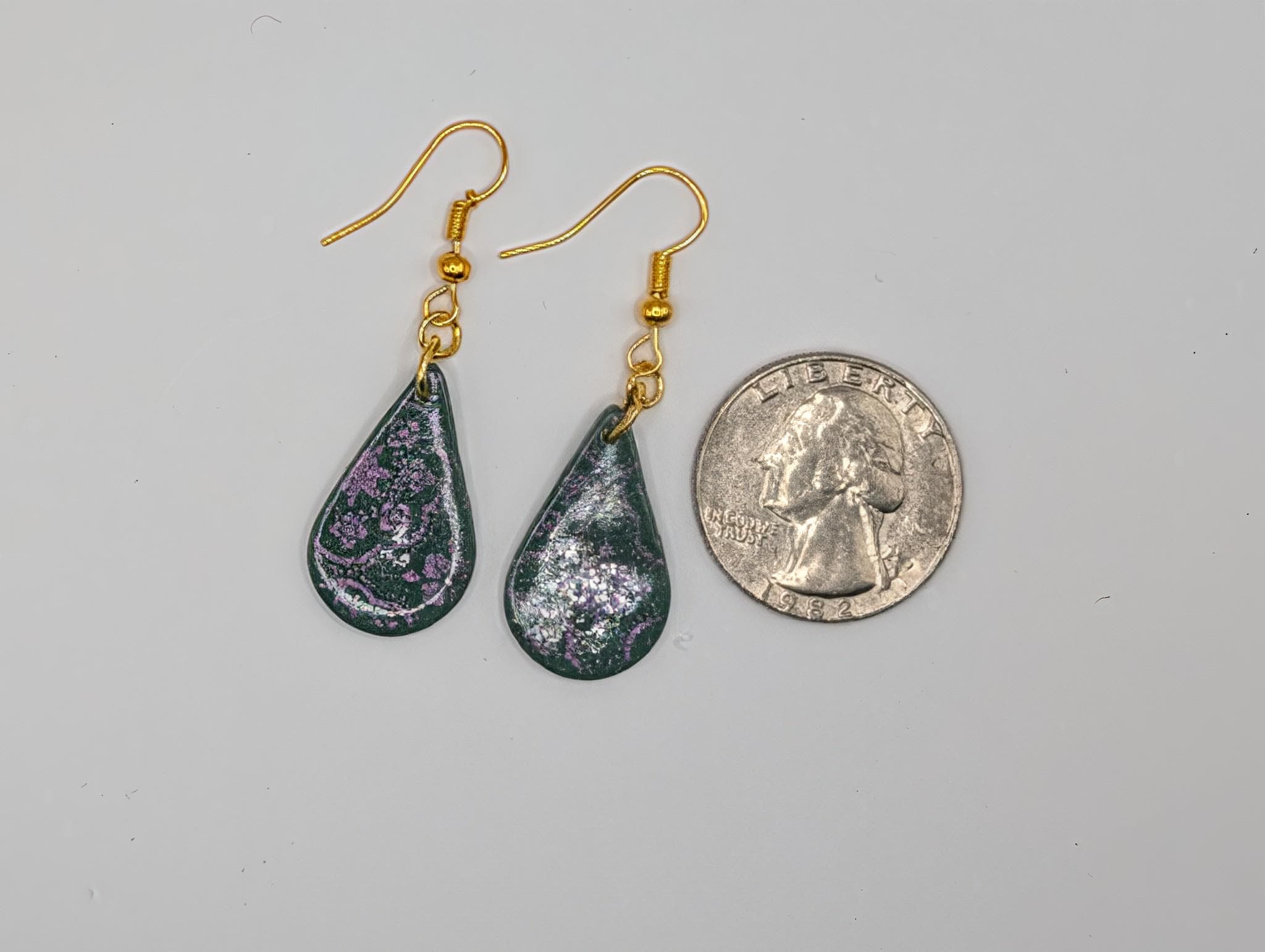 Moroccan Teardrop Dangle Earrings with Subtle Gold Shimmer