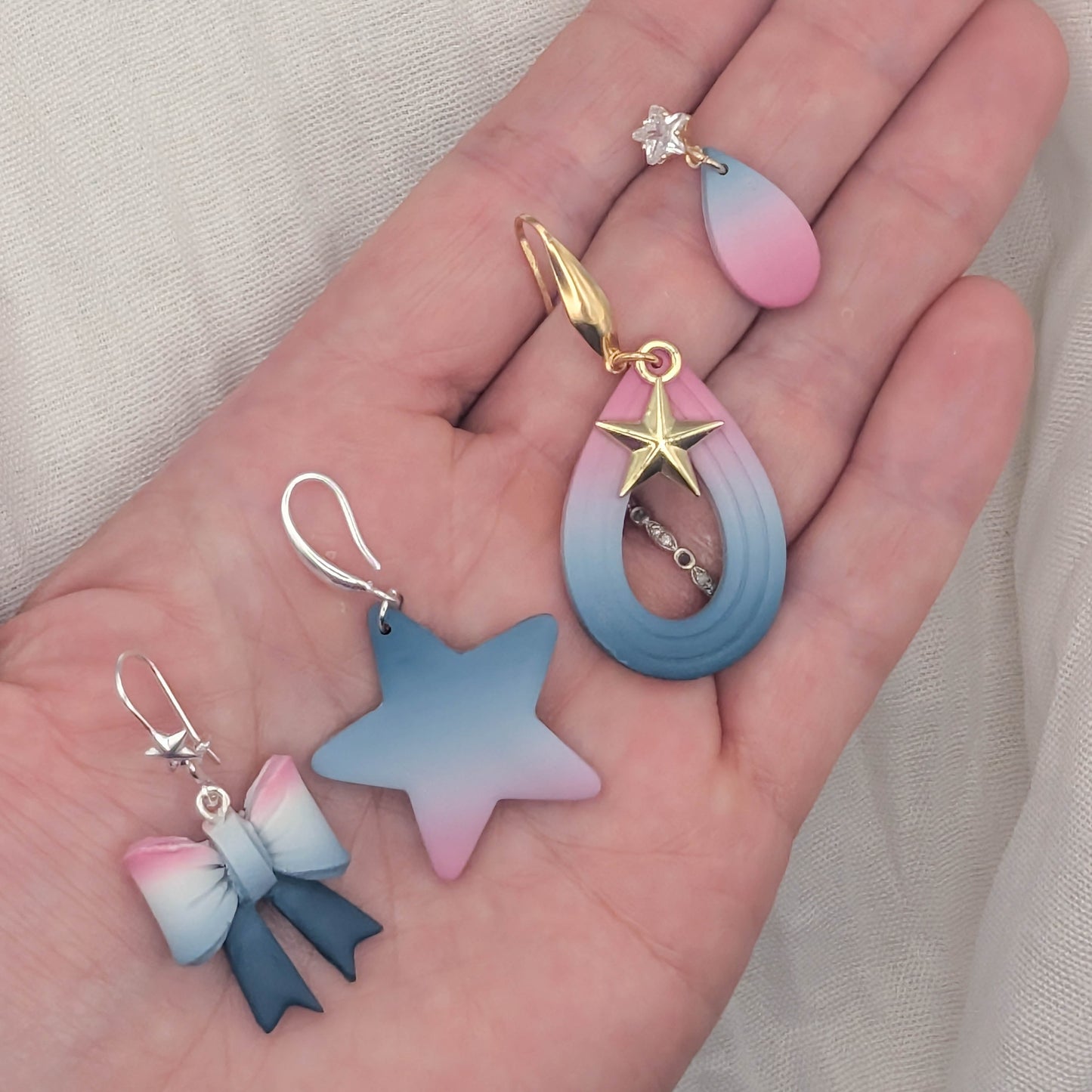 Faded Glory Patriotic Earrings: Handmade Americana Polymer Clay Dangles for USA Celebrations