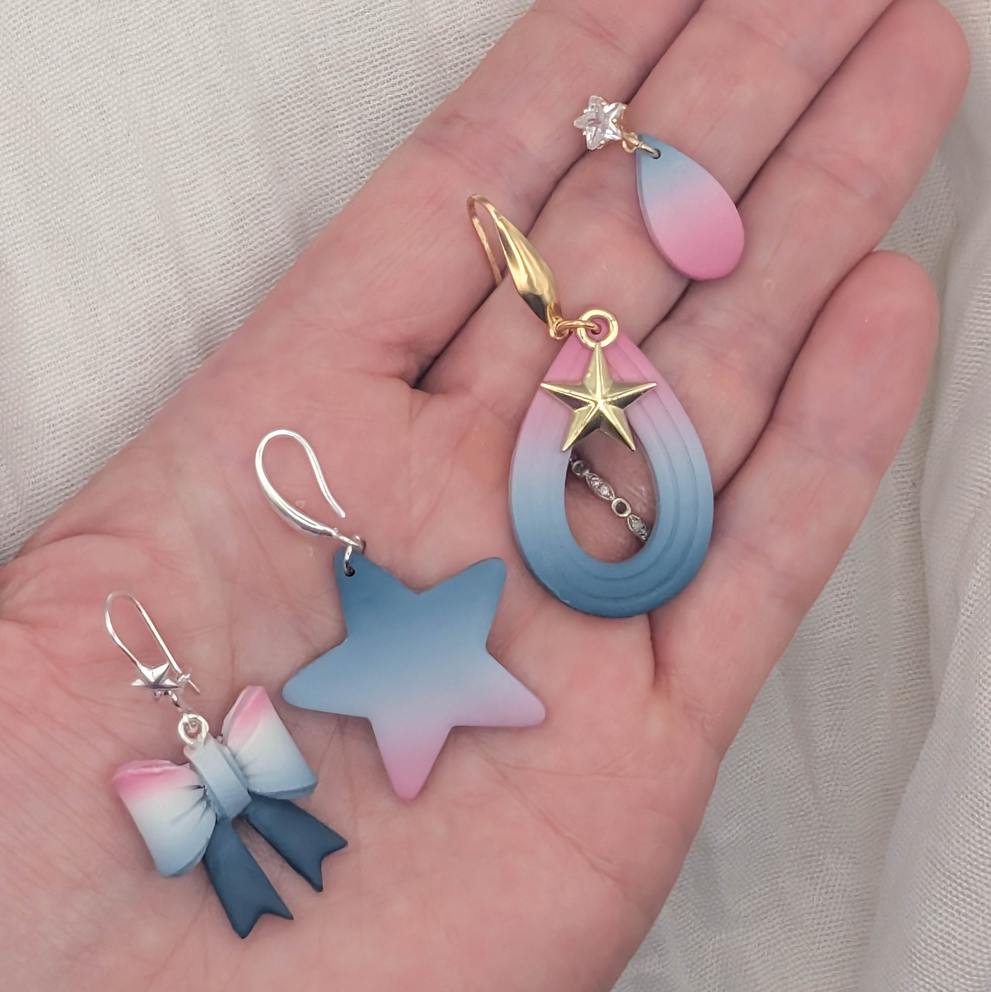 Faded Glory Patriotic Earrings: Handmade Americana Polymer Clay Dangles for USA Celebrations