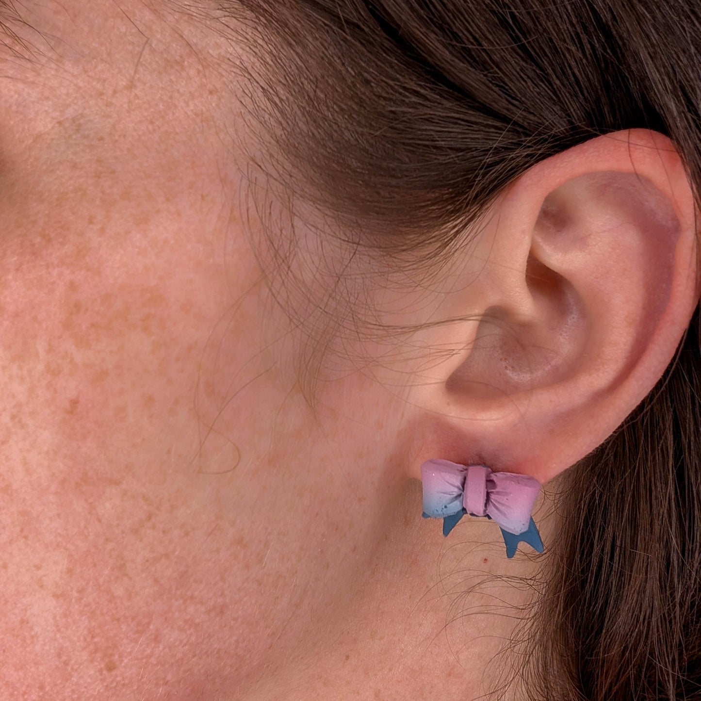 Faded Glory Bow Studs: Coquette Americana Polymer Clay Earrings for Fourth of July
