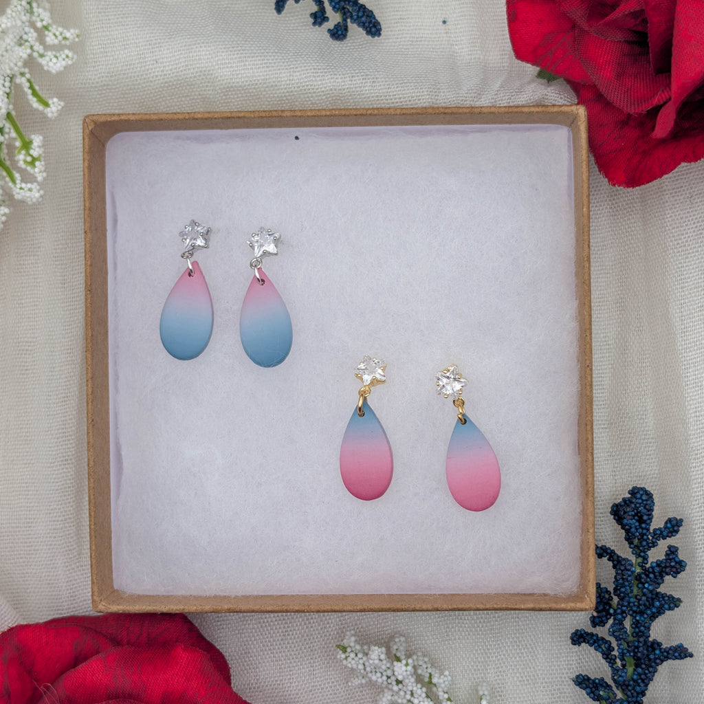 Faded Glory Patriotic Earrings: Handmade Americana Polymer Clay Dangles for USA Celebrations