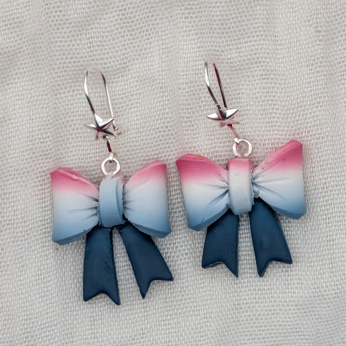 Faded Glory Patriotic Earrings: Handmade Americana Polymer Clay Dangles for USA Celebrations