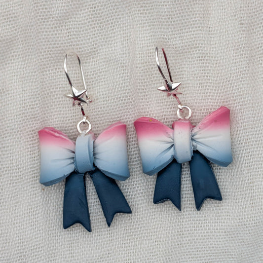Faded Glory Patriotic Earrings: Handmade Americana Polymer Clay Dangles for USA Celebrations