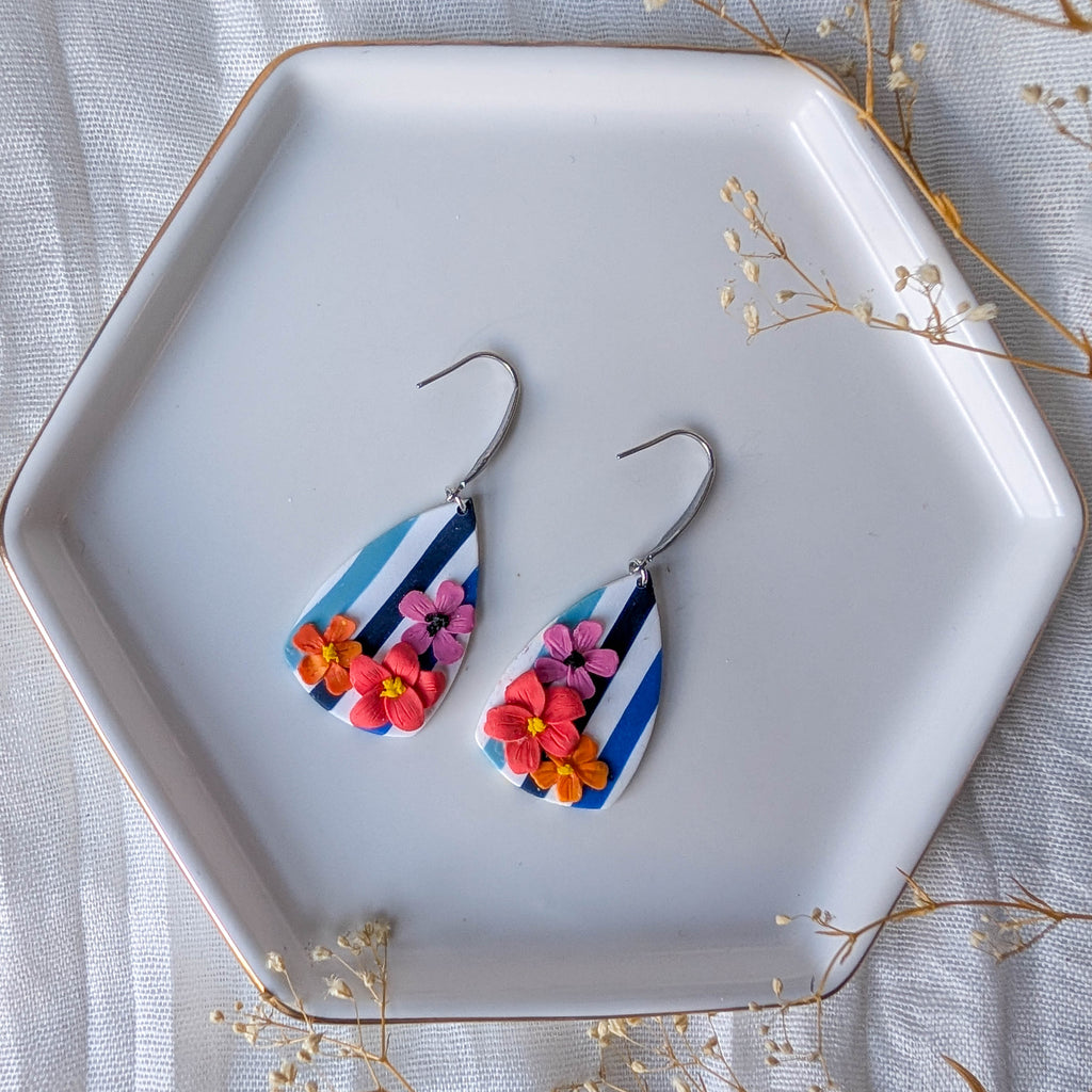 Tropical Flower Polymer Clay Earrings