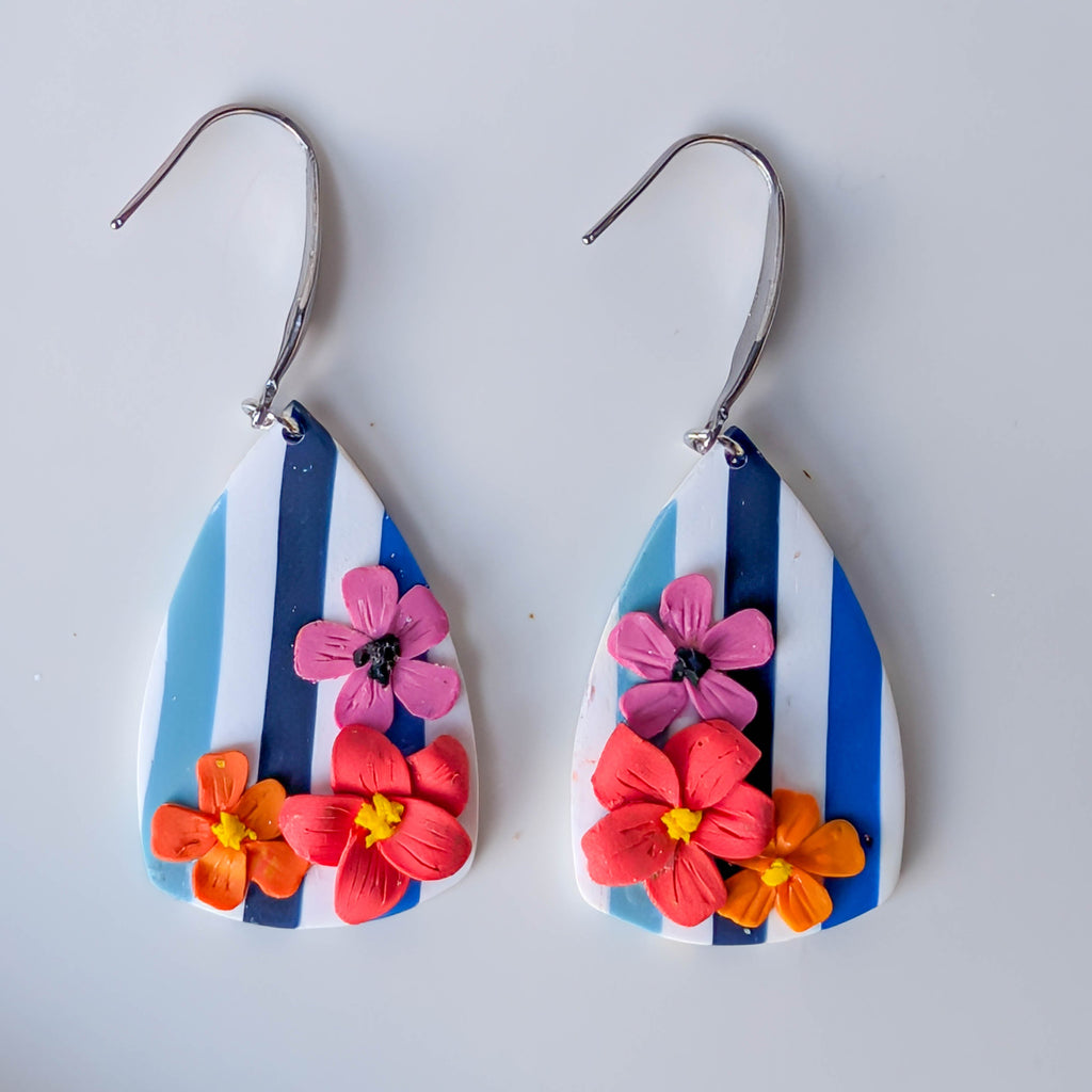 Tropical Flower Polymer Clay Earrings