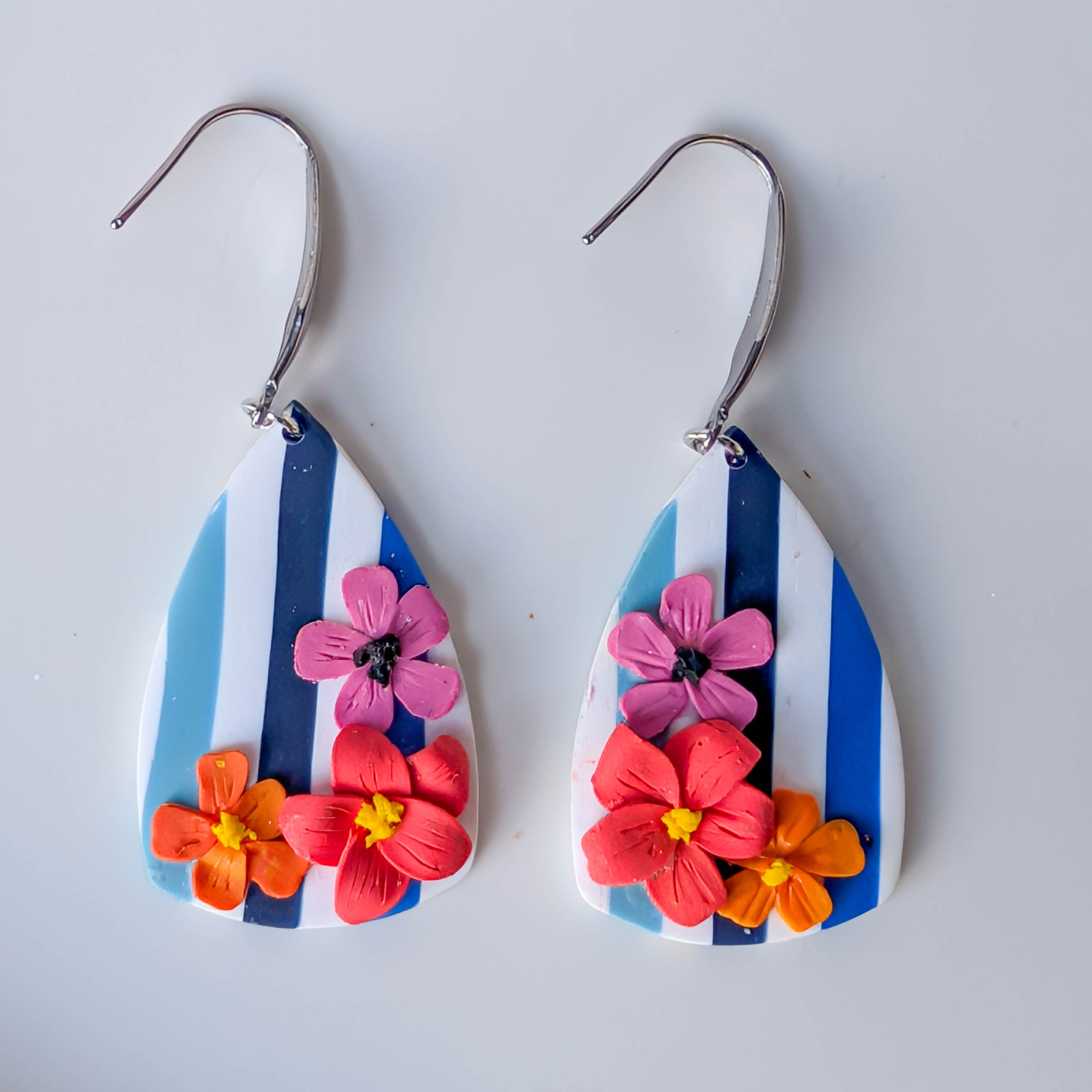 Tropical Flower Polymer Clay Earrings