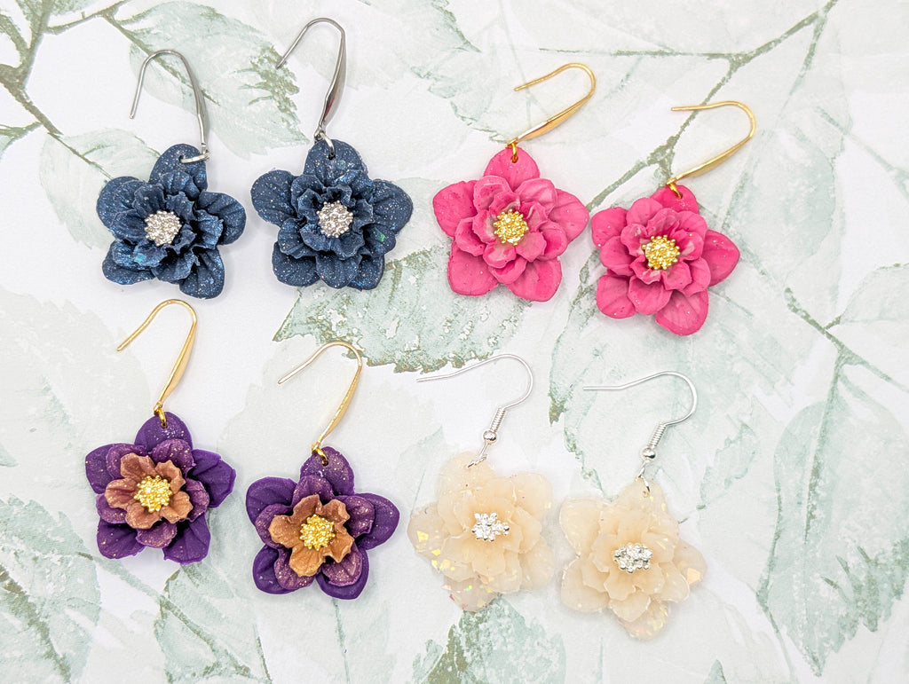 Polymer Clay Floral Statement Earrings