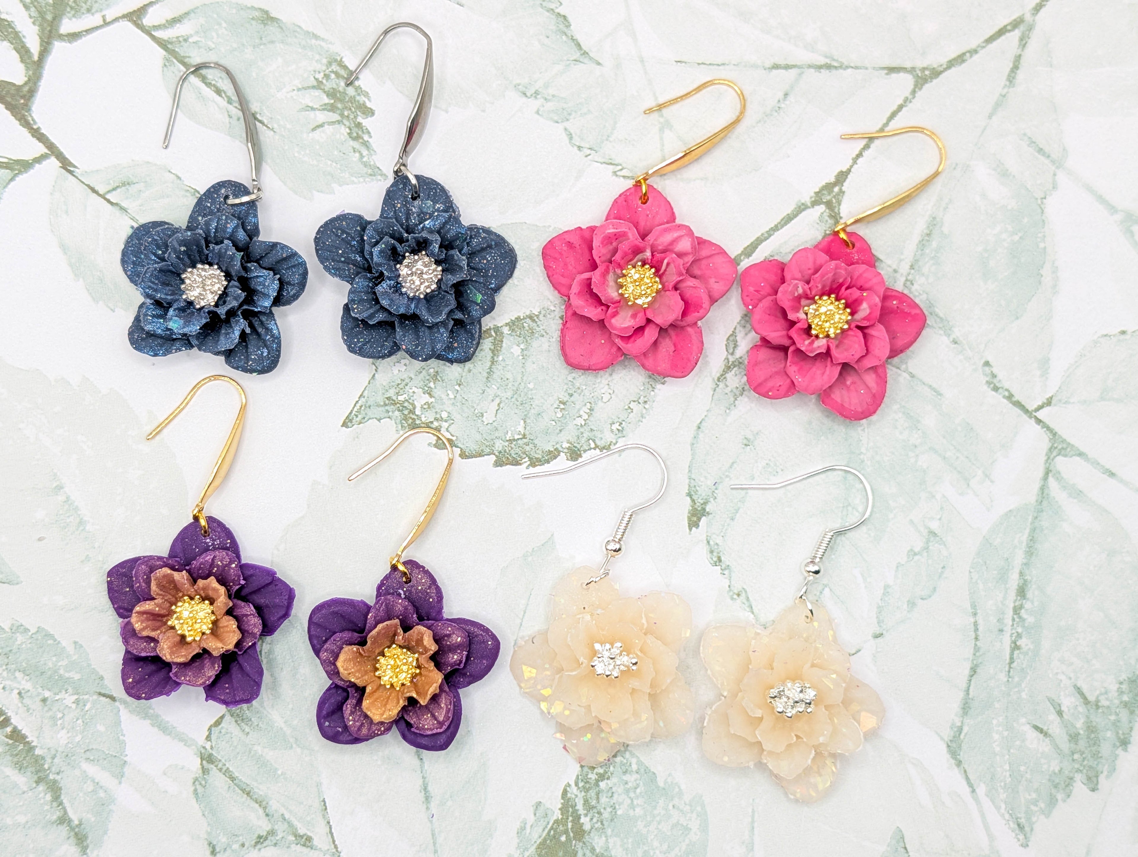 Polymer Clay Floral Statement Earrings