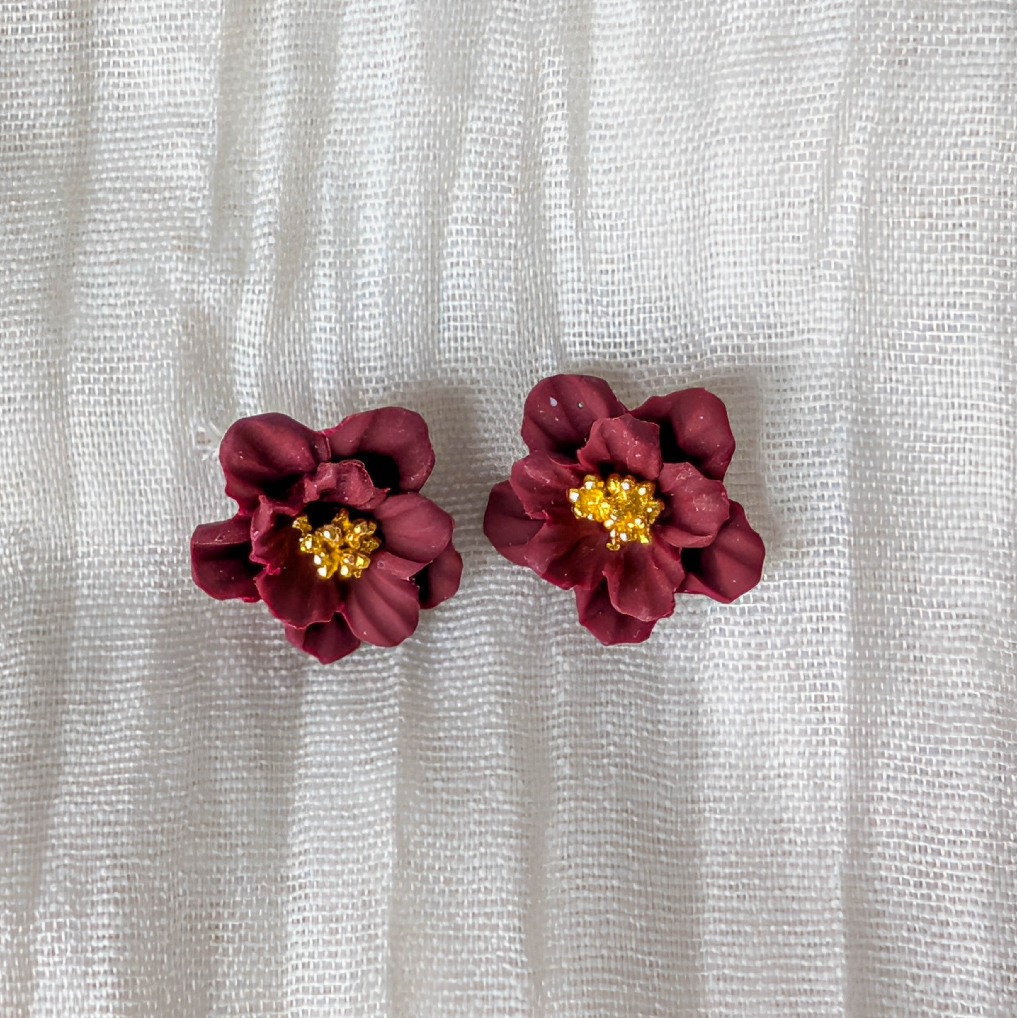 Handcrafted Flower Statement Studs