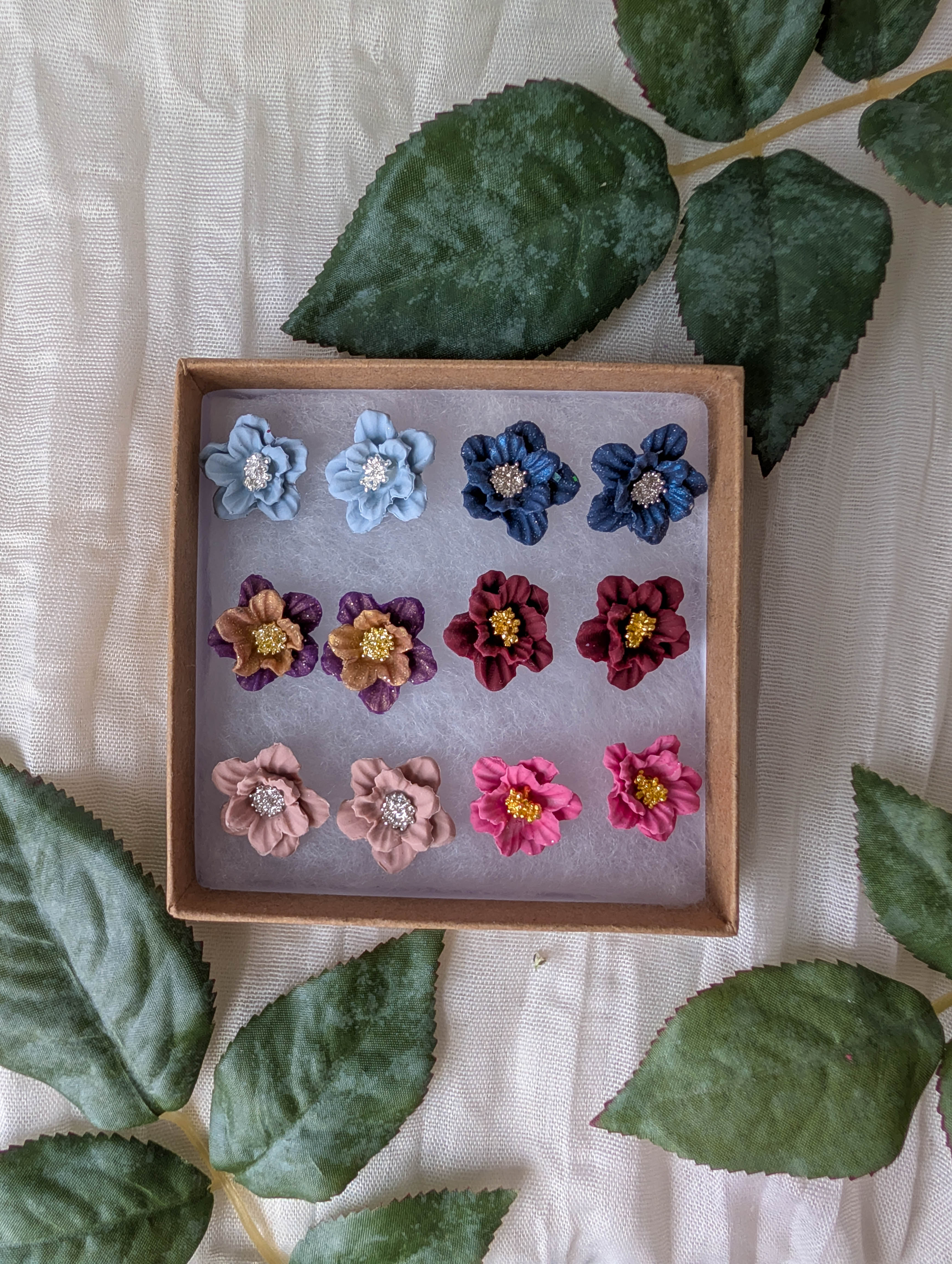 Handcrafted Flower Statement Studs