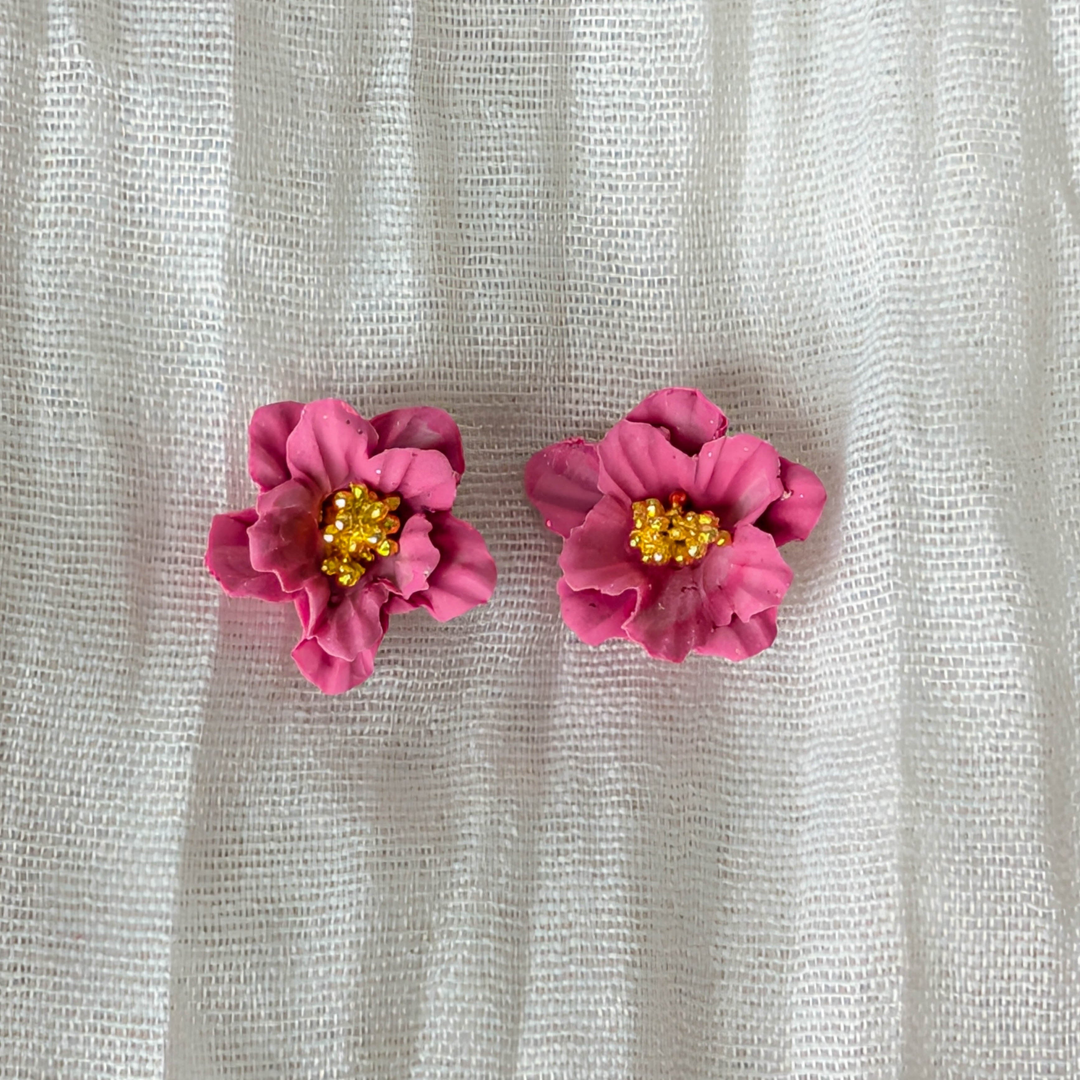 Handcrafted Flower Statement Studs