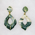 Forest Green Marble Polymer Clay Earrings