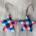 Handmade Fourth of July Gingham Stars (Patriotic USA Celebration Earrings)