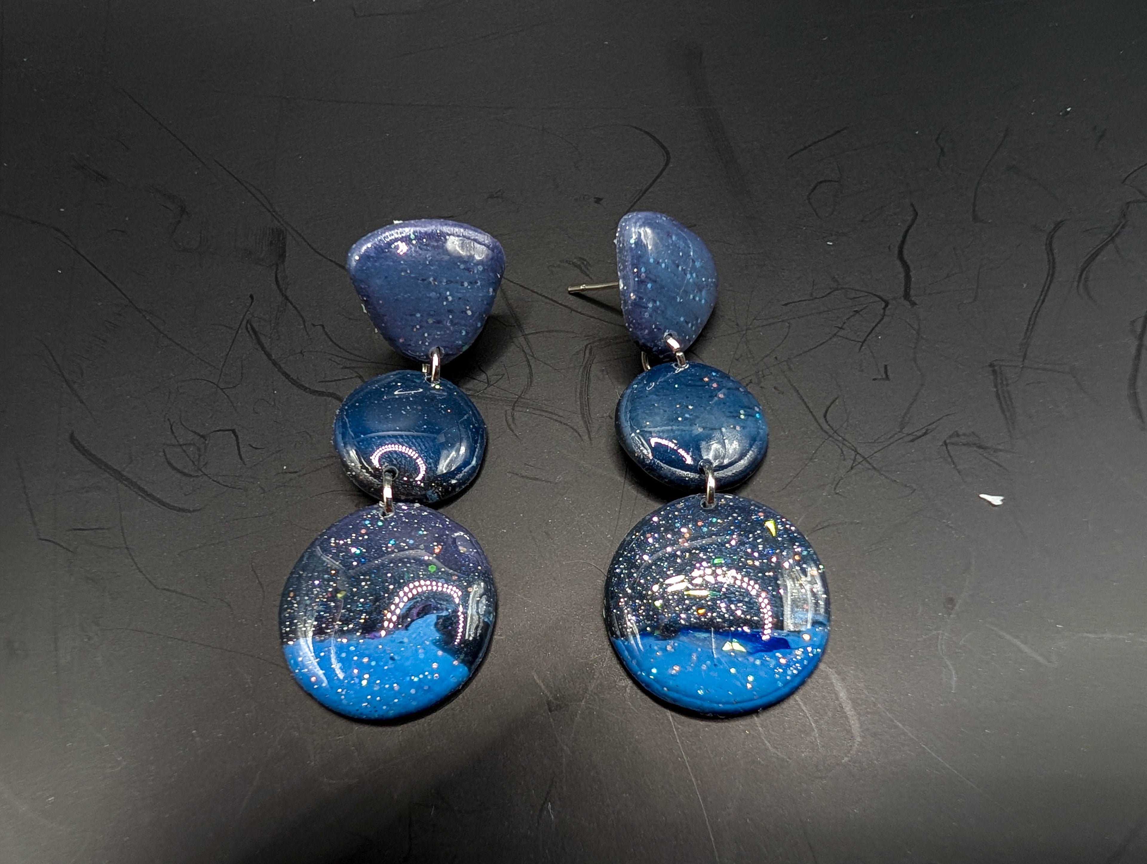 Dark Celestial Galaxy Earrings
