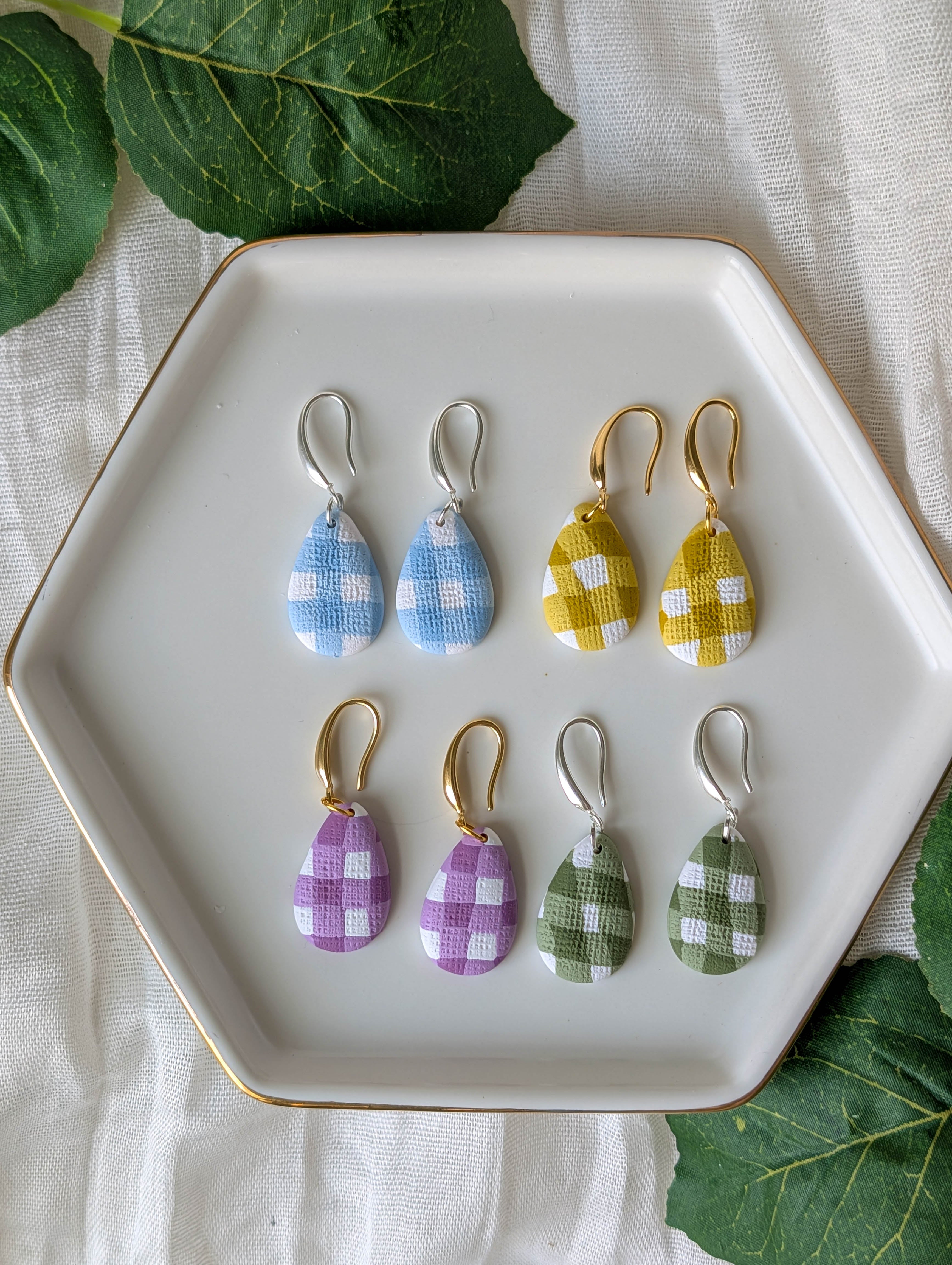 Gingham Drop Earrings