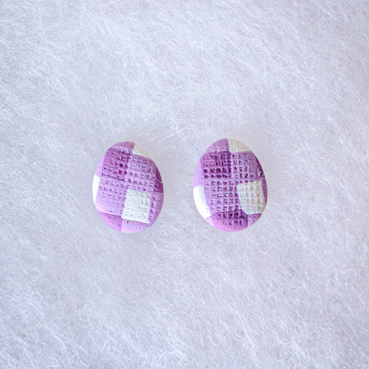 Gingham Polymer Clay Stud Earrings