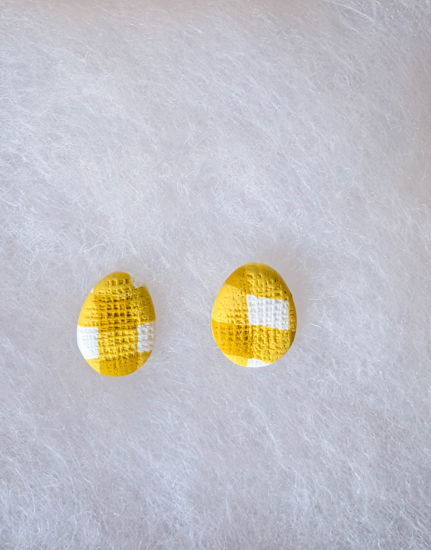 Gingham Polymer Clay Stud Earrings