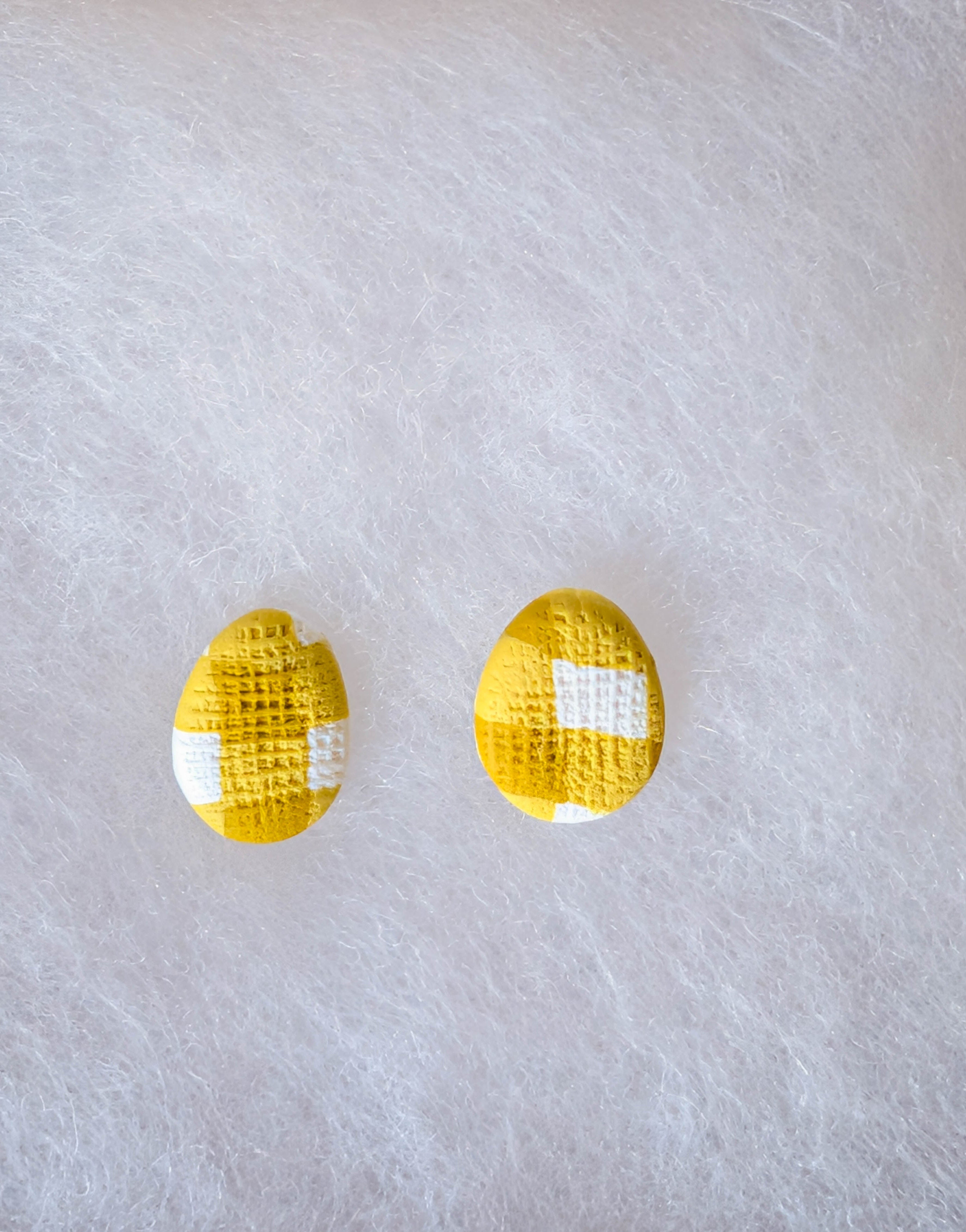 Gingham Polymer Clay Stud Earrings