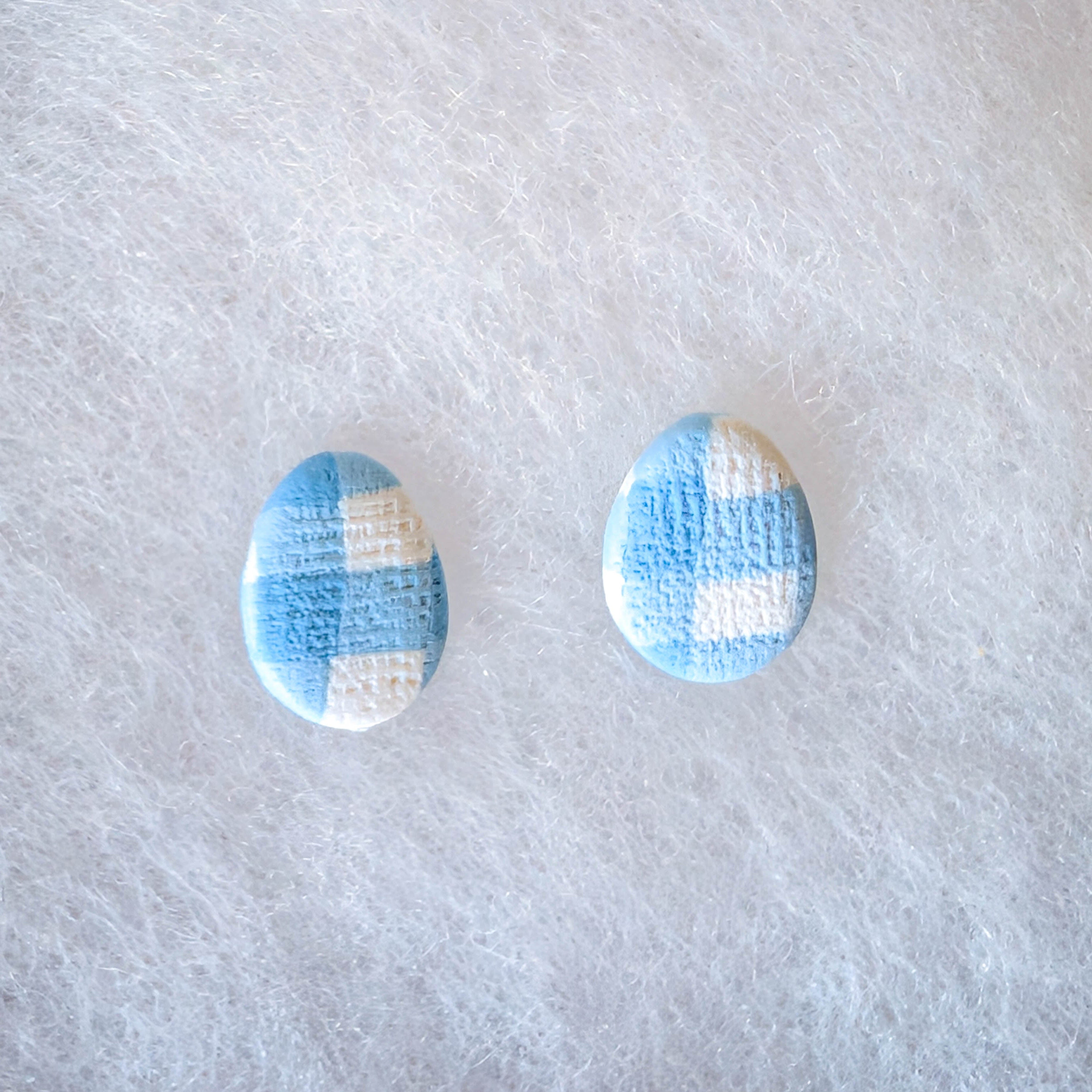 Gingham Polymer Clay Stud Earrings