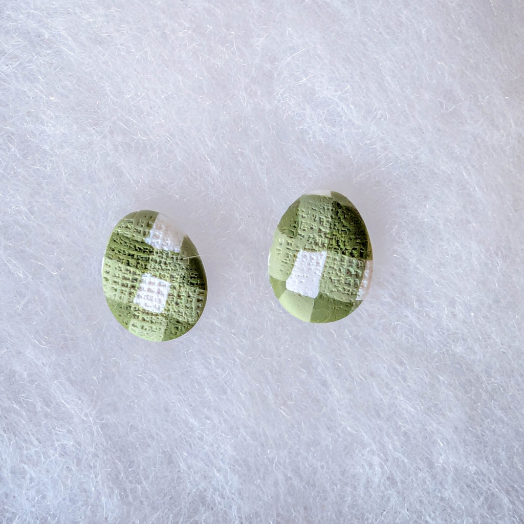 Gingham Polymer Clay Stud Earrings