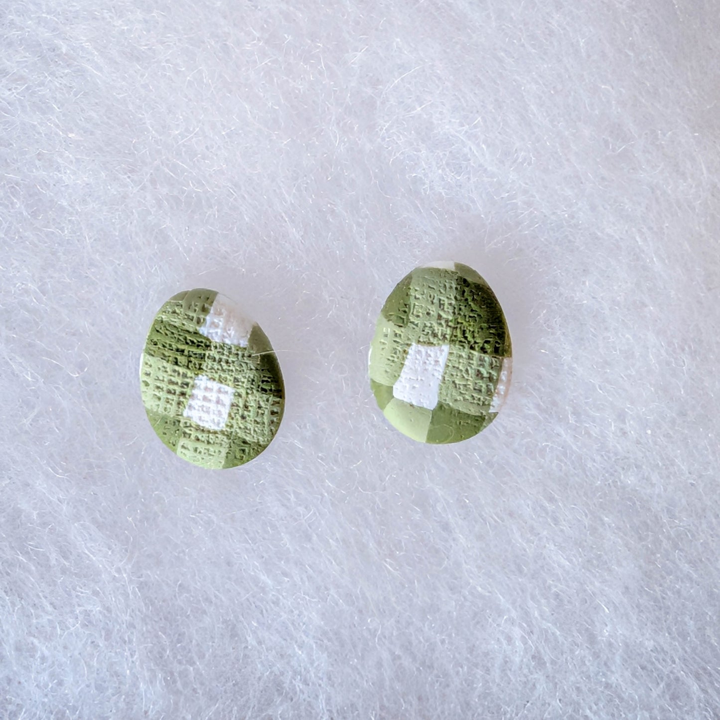 Gingham Polymer Clay Stud Earrings