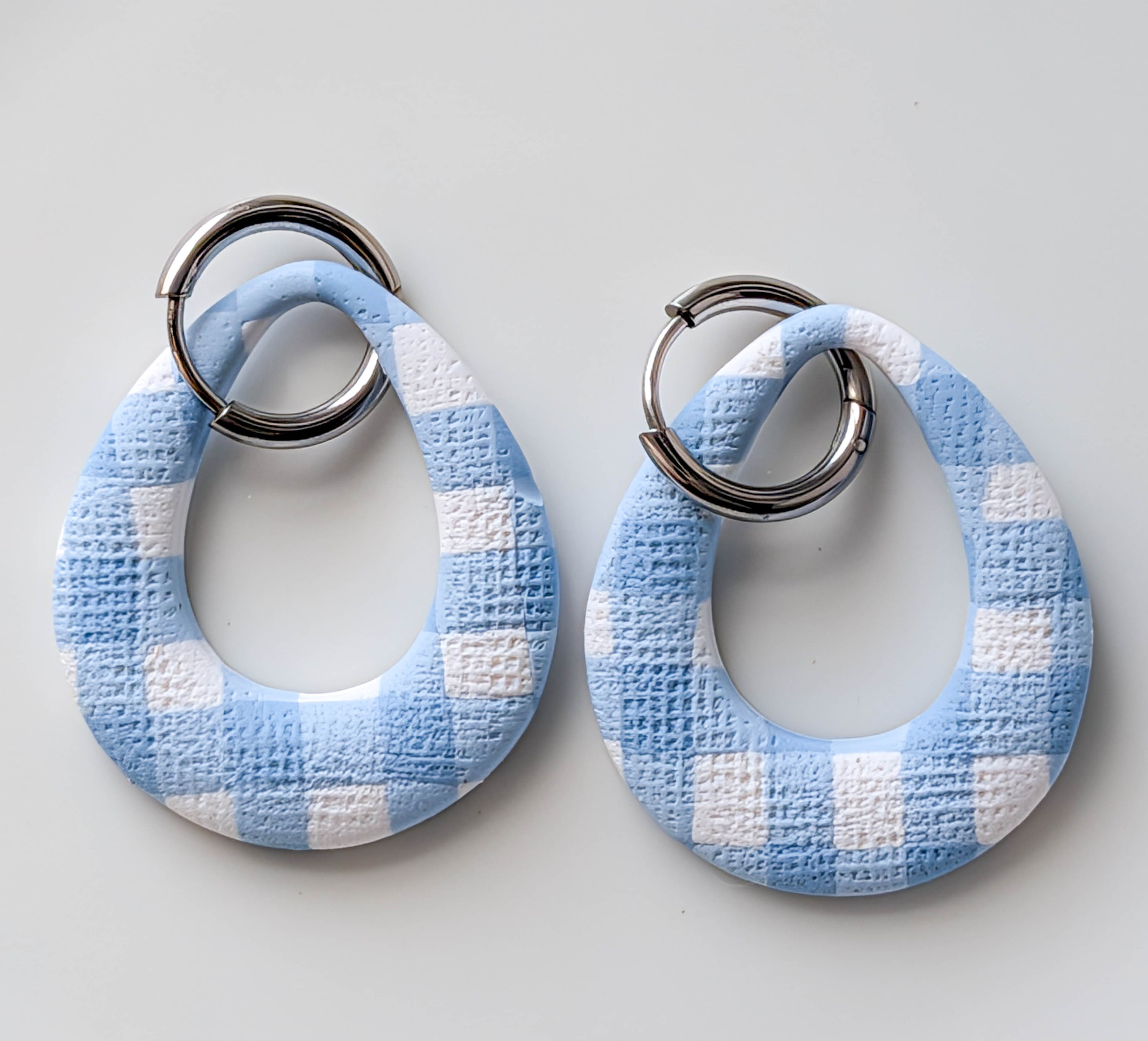 Gingham Polymer Clay Earrings: Interchangeable Cottagecore Dangles