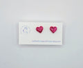 Glitter Heart Stud Earrings, Hypoallergenic Polymer Clay Earrings in Pink Red Silver or Gold