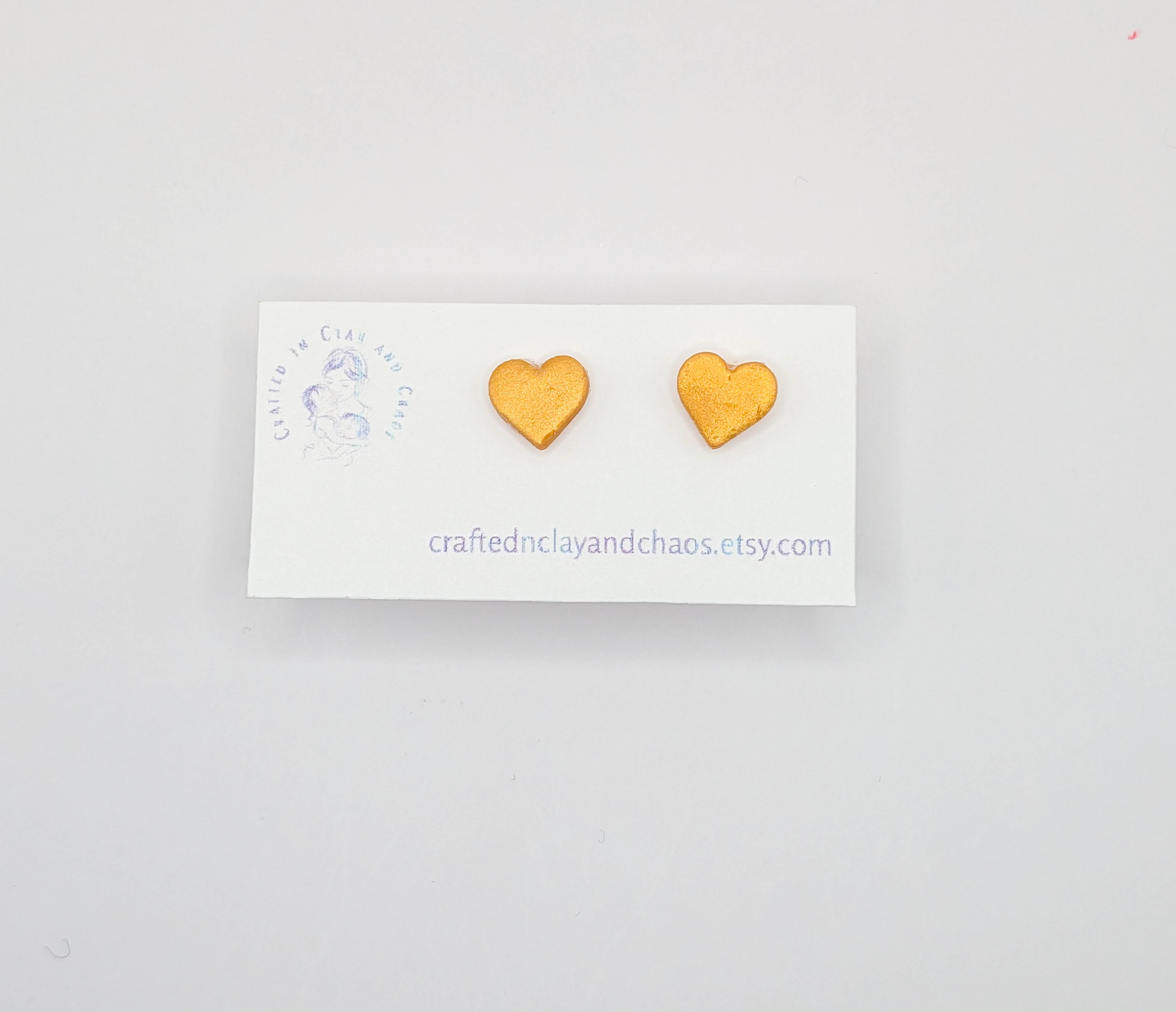 Glitter Heart Stud Earrings, Hypoallergenic Polymer Clay Earrings in Pink Red Silver or Gold