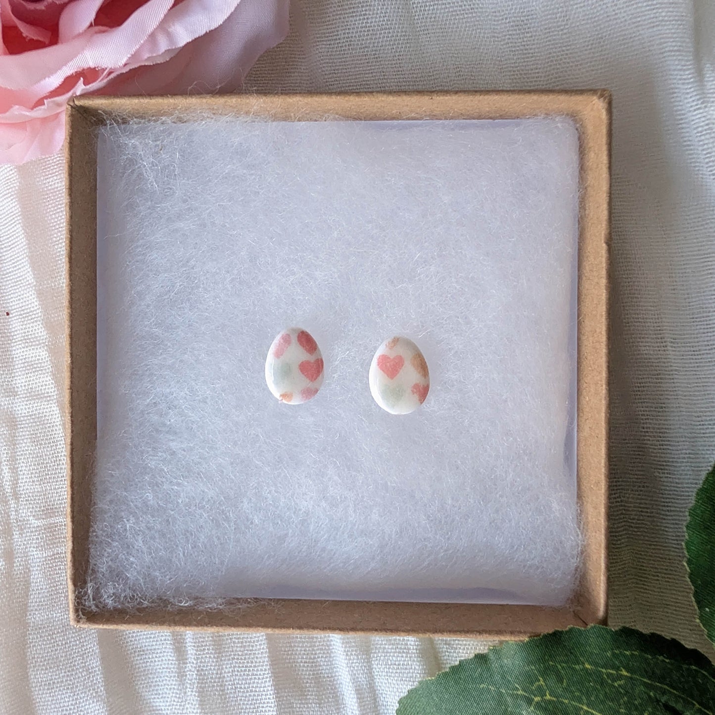 Pastel Heart Easter Egg Stud Earrings