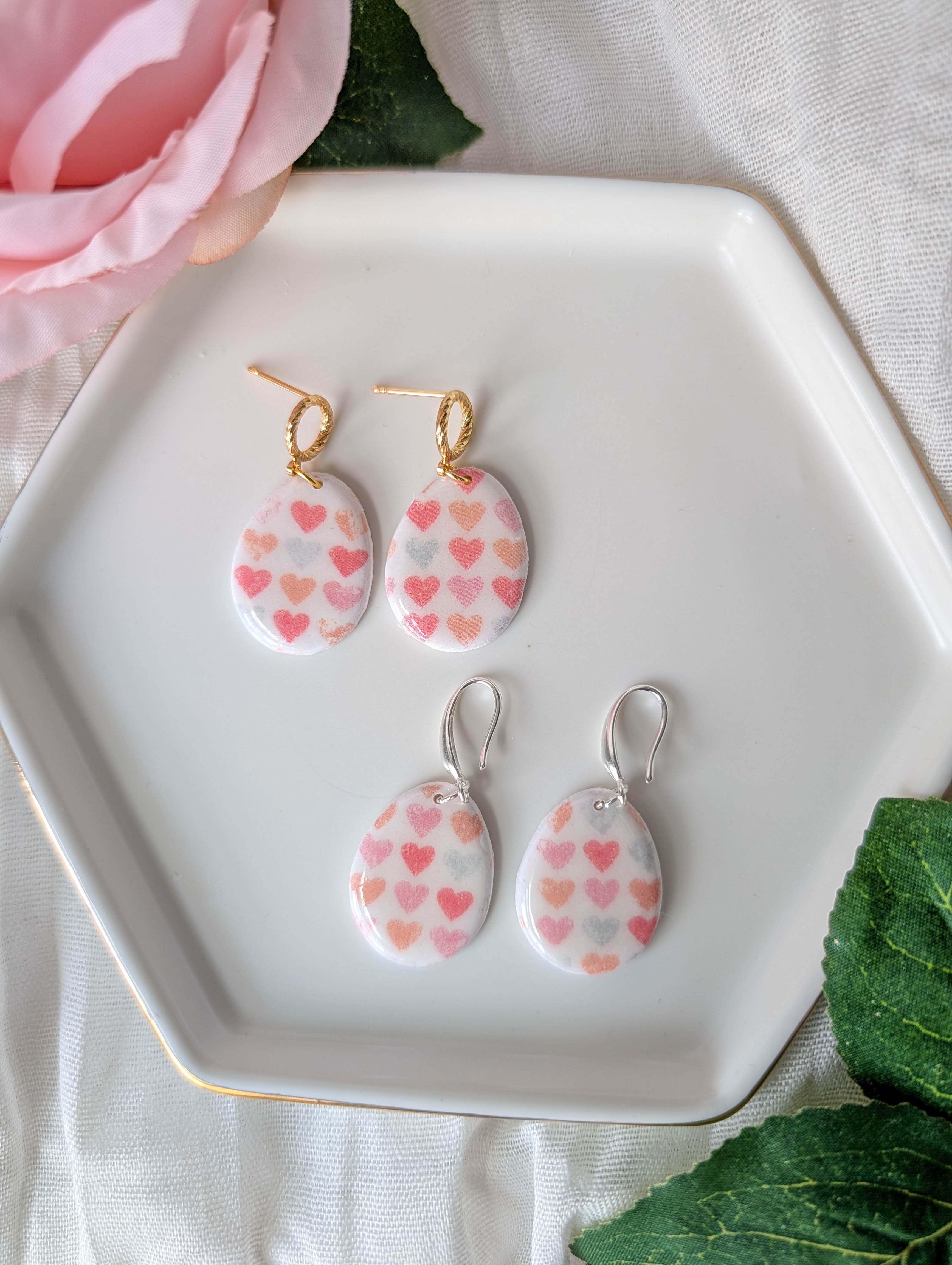 Pastel Heart Dangle Earrings