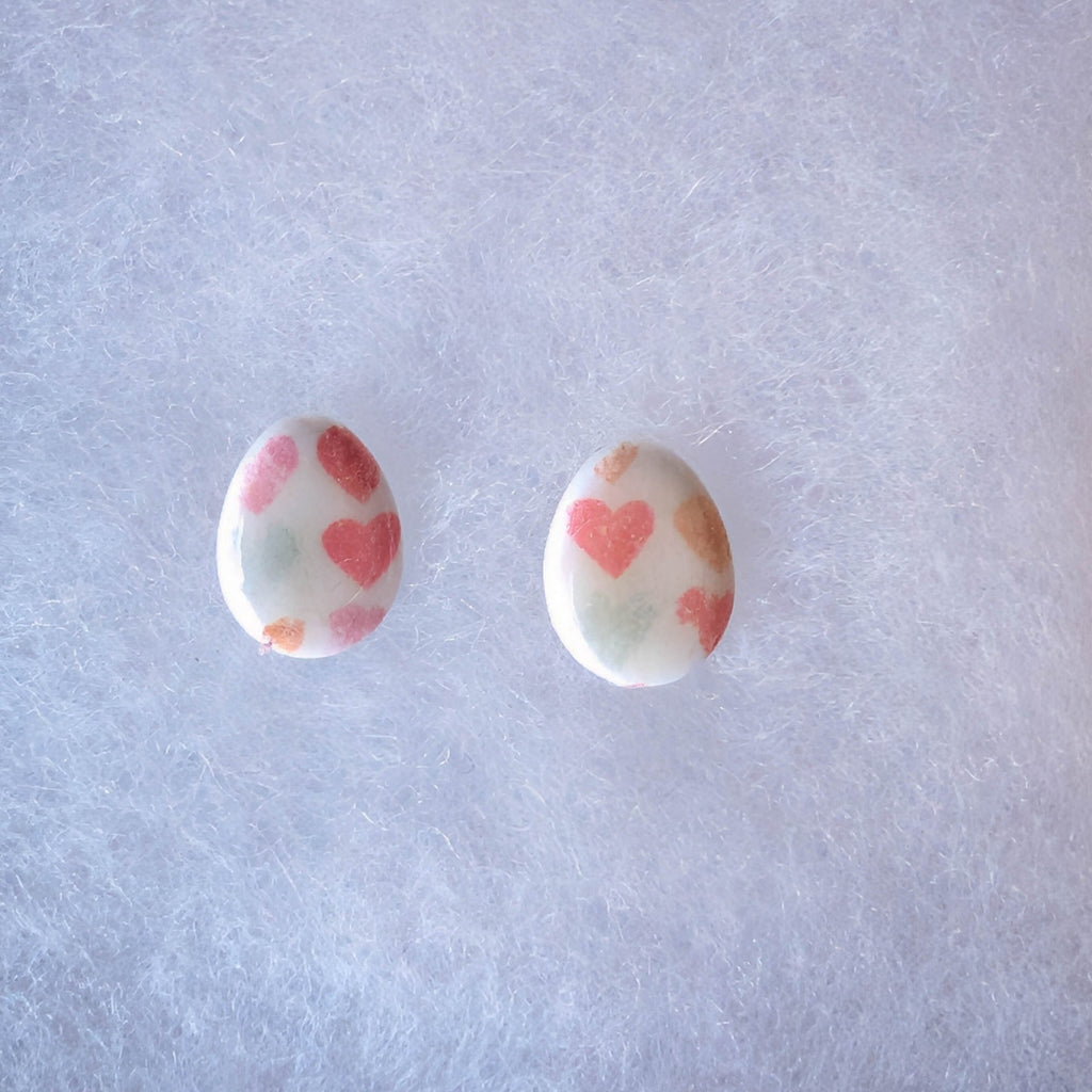 Pastel Heart Easter Egg Stud Earrings