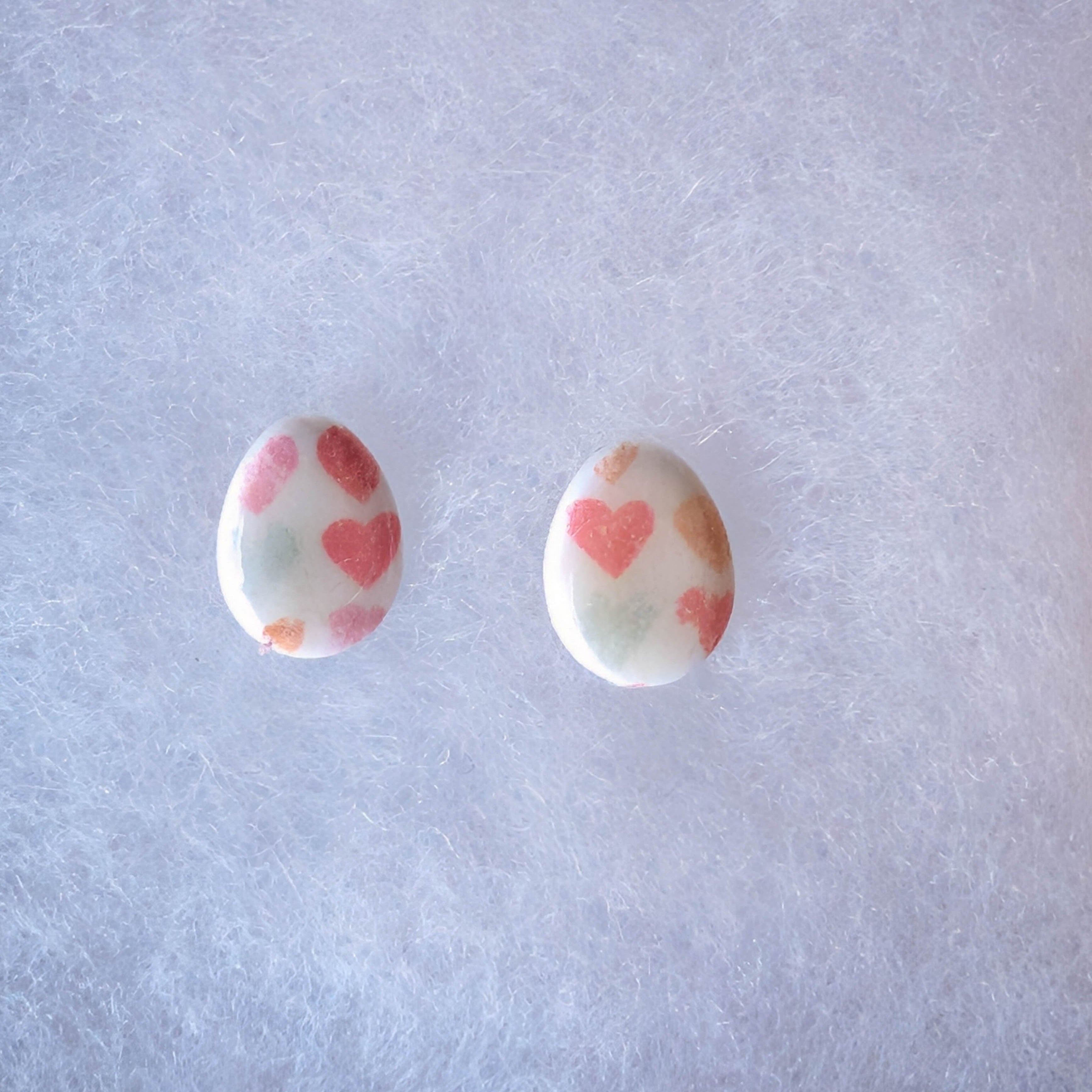 Pastel Heart Easter Egg Stud Earrings
