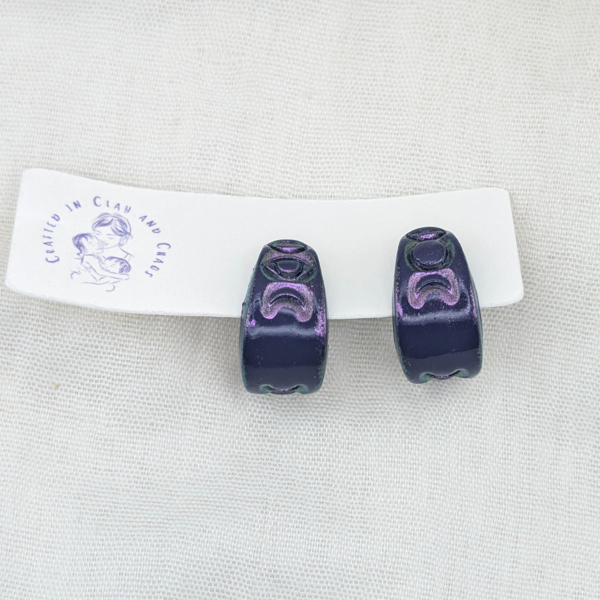 Celestial Polymer Clay Huggie Earrings