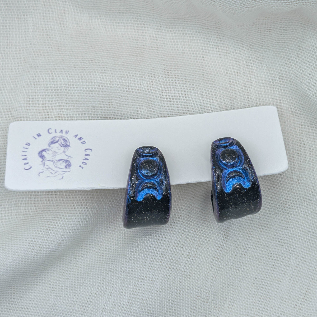 Celestial Polymer Clay Huggie Earrings