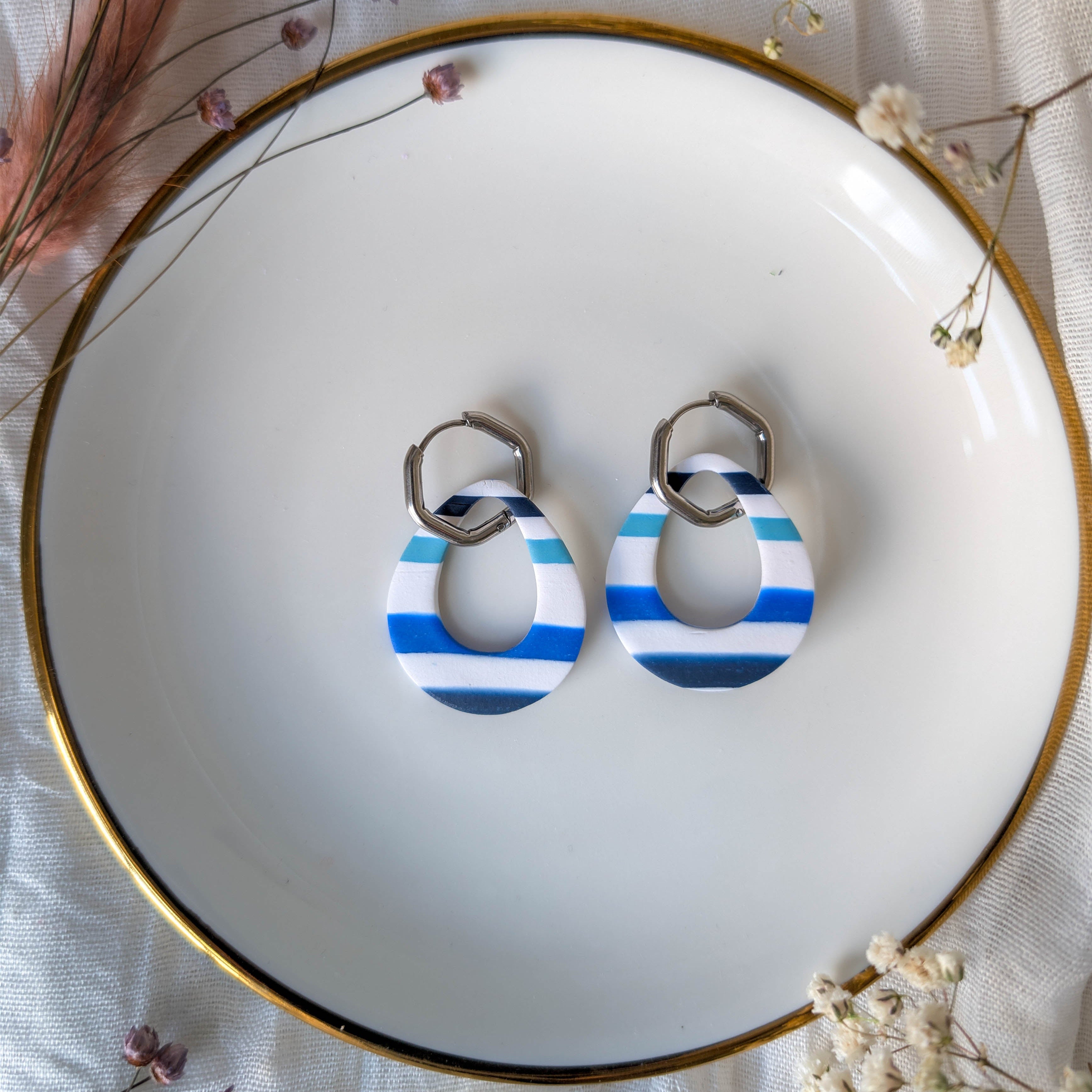 Coastal Stripe Hoop Earrings