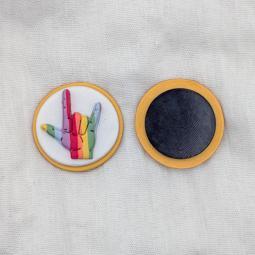 Rainbow ASL I Love You Magnet