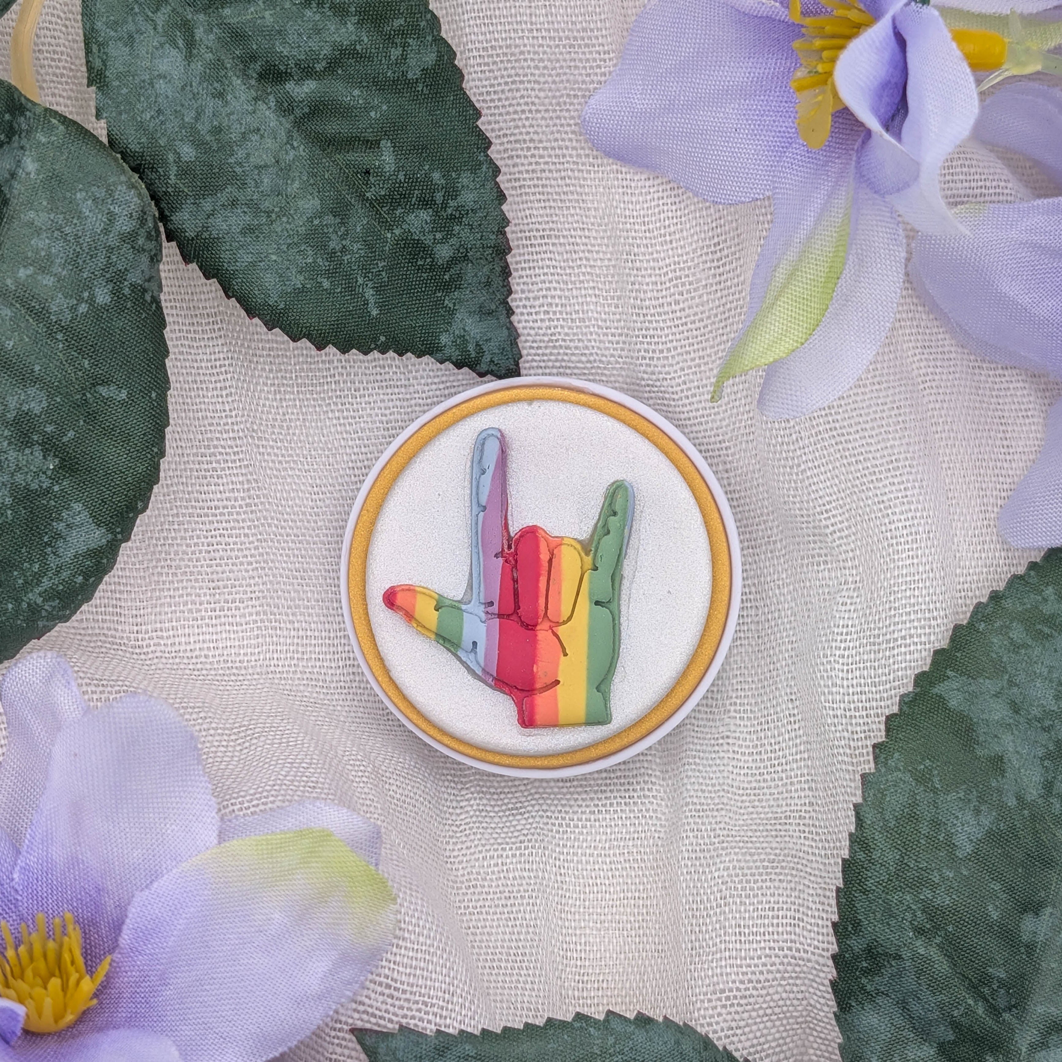 ASL I Love You Rainbow Pop up Phone Grip