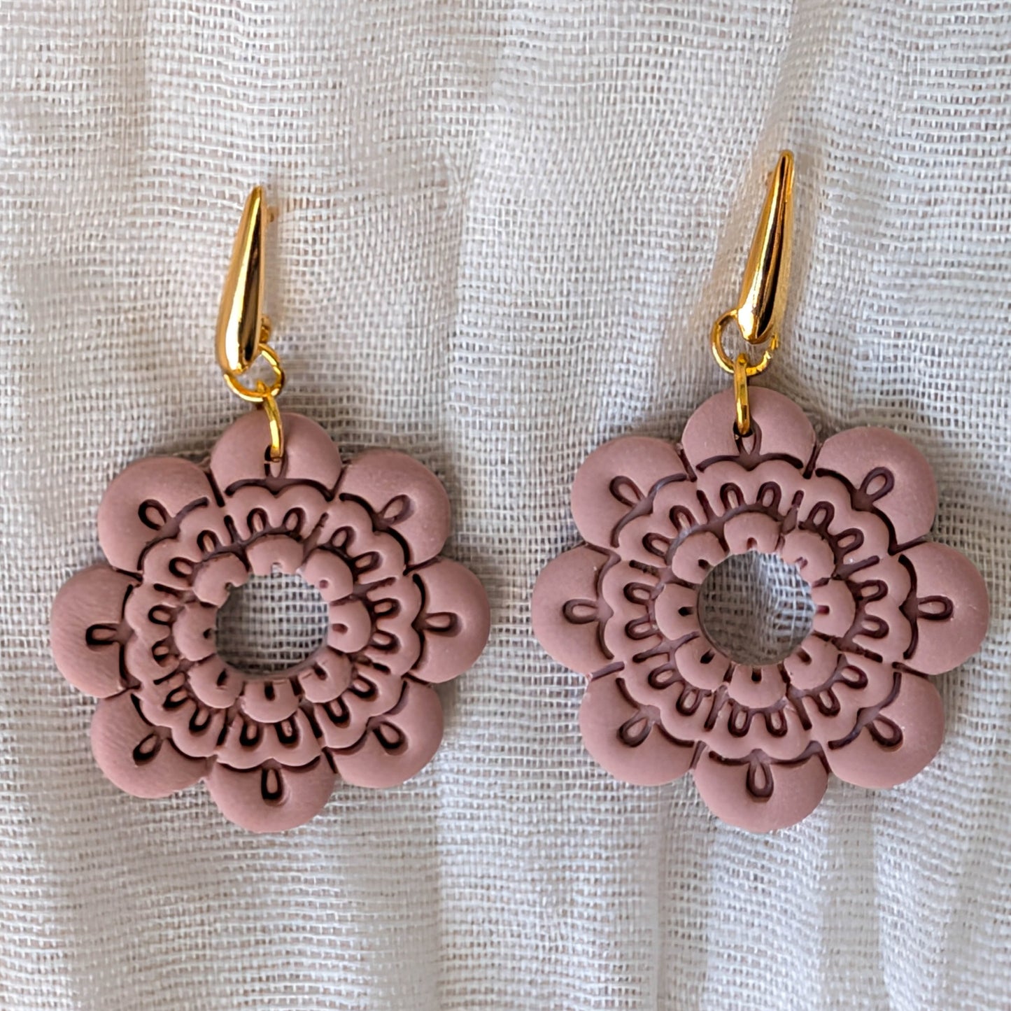 Minimalist Mandala Flower Earrings