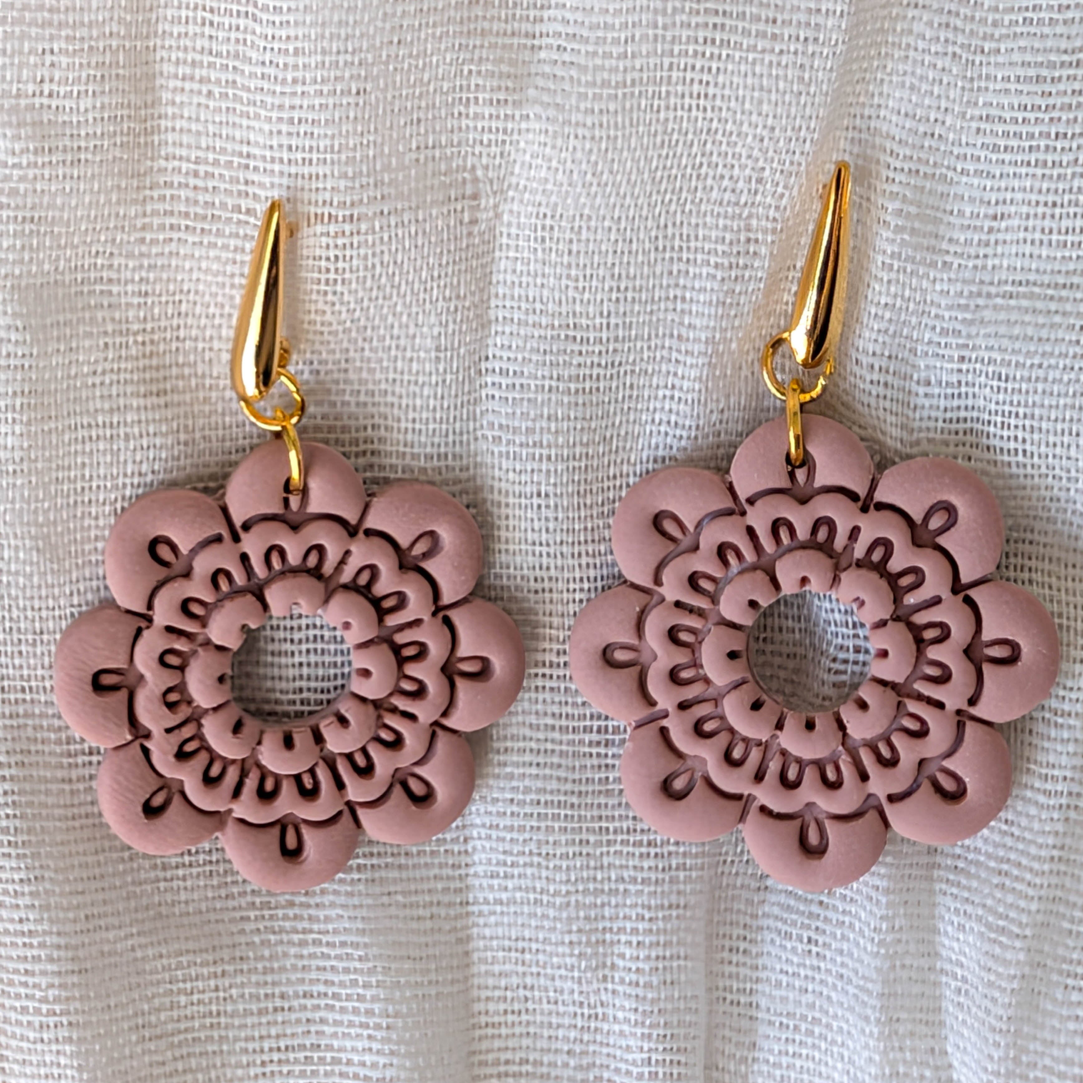 Minimalist Mandala Flower Earrings