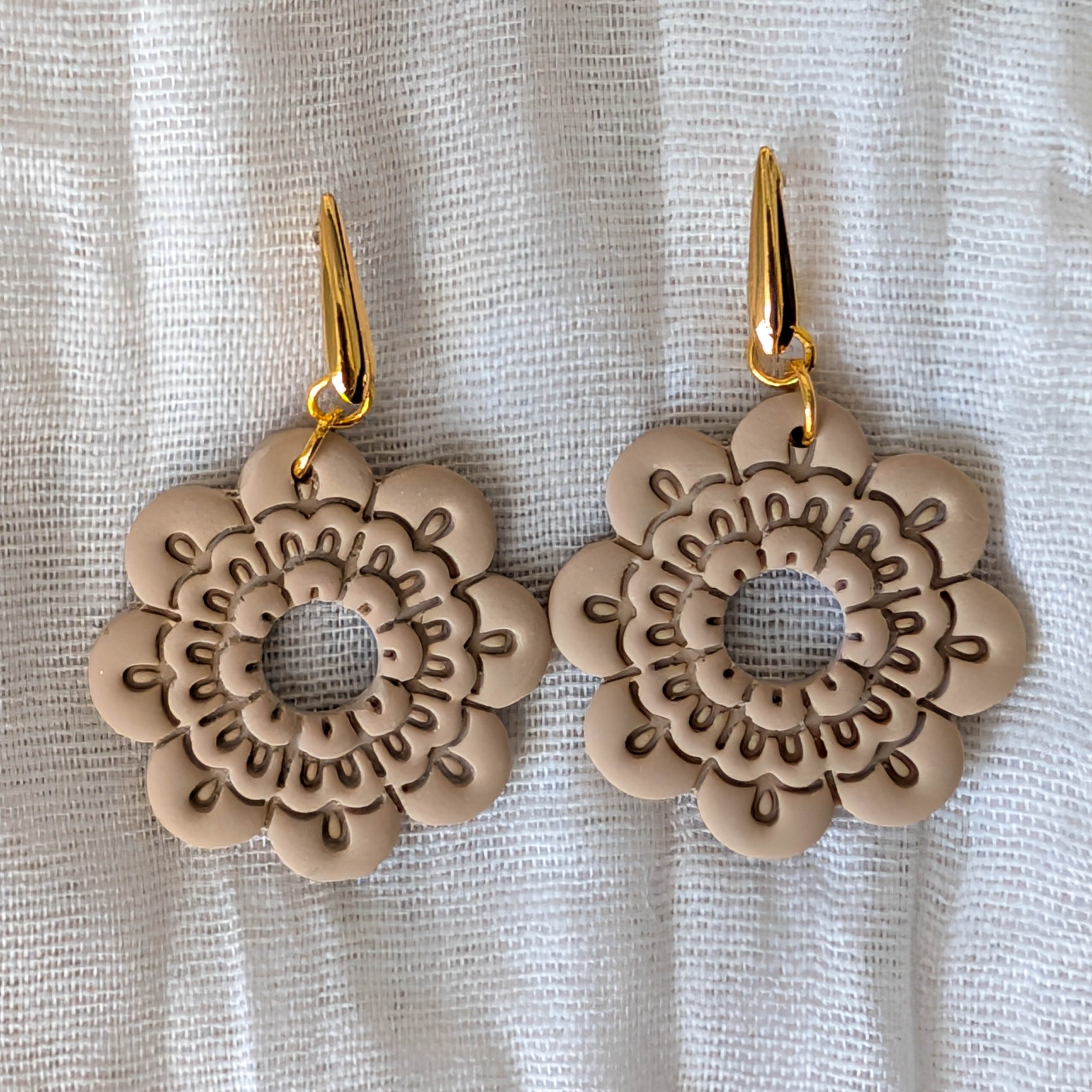Minimalist Mandala Flower Earrings