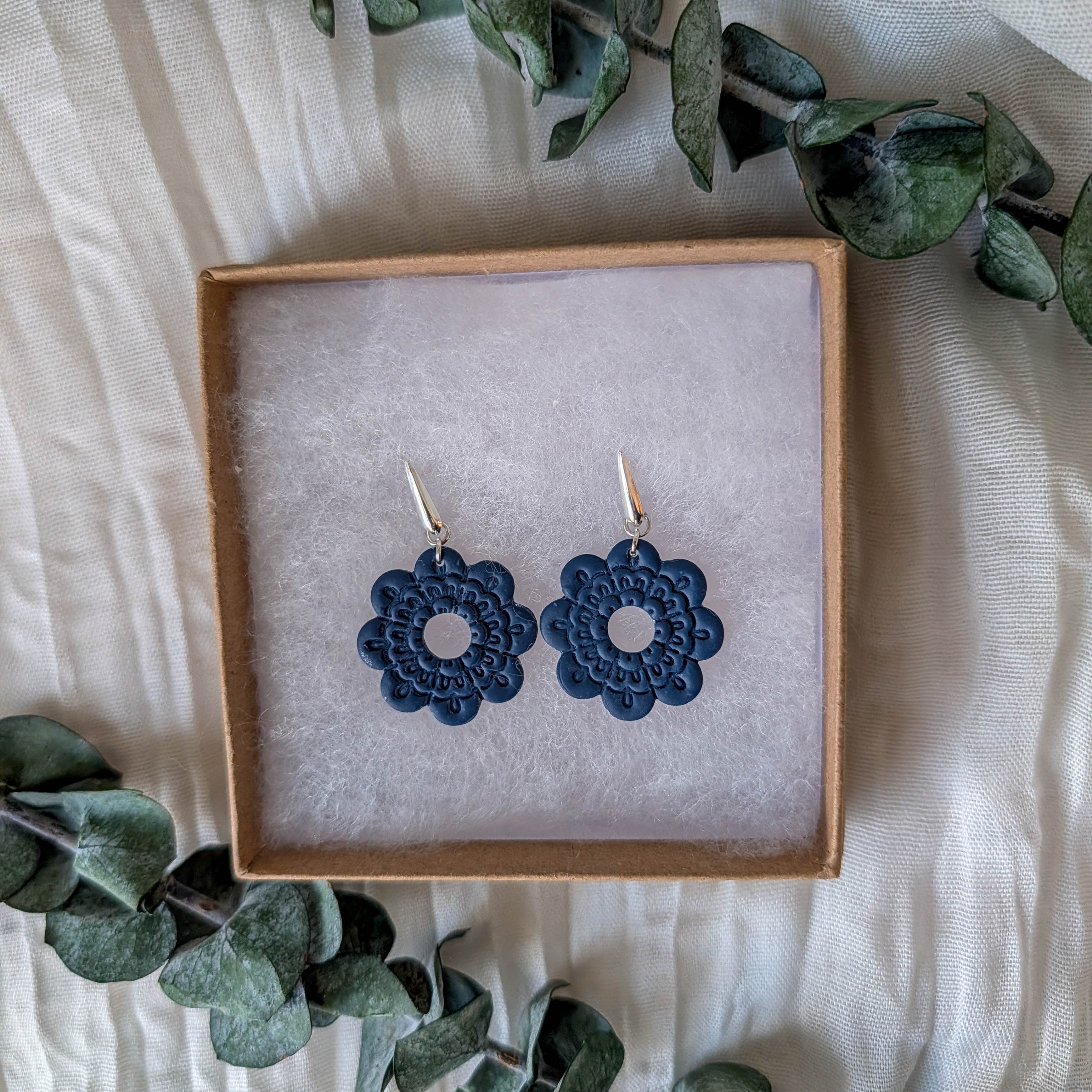 Minimalist Mandala Flower Earrings