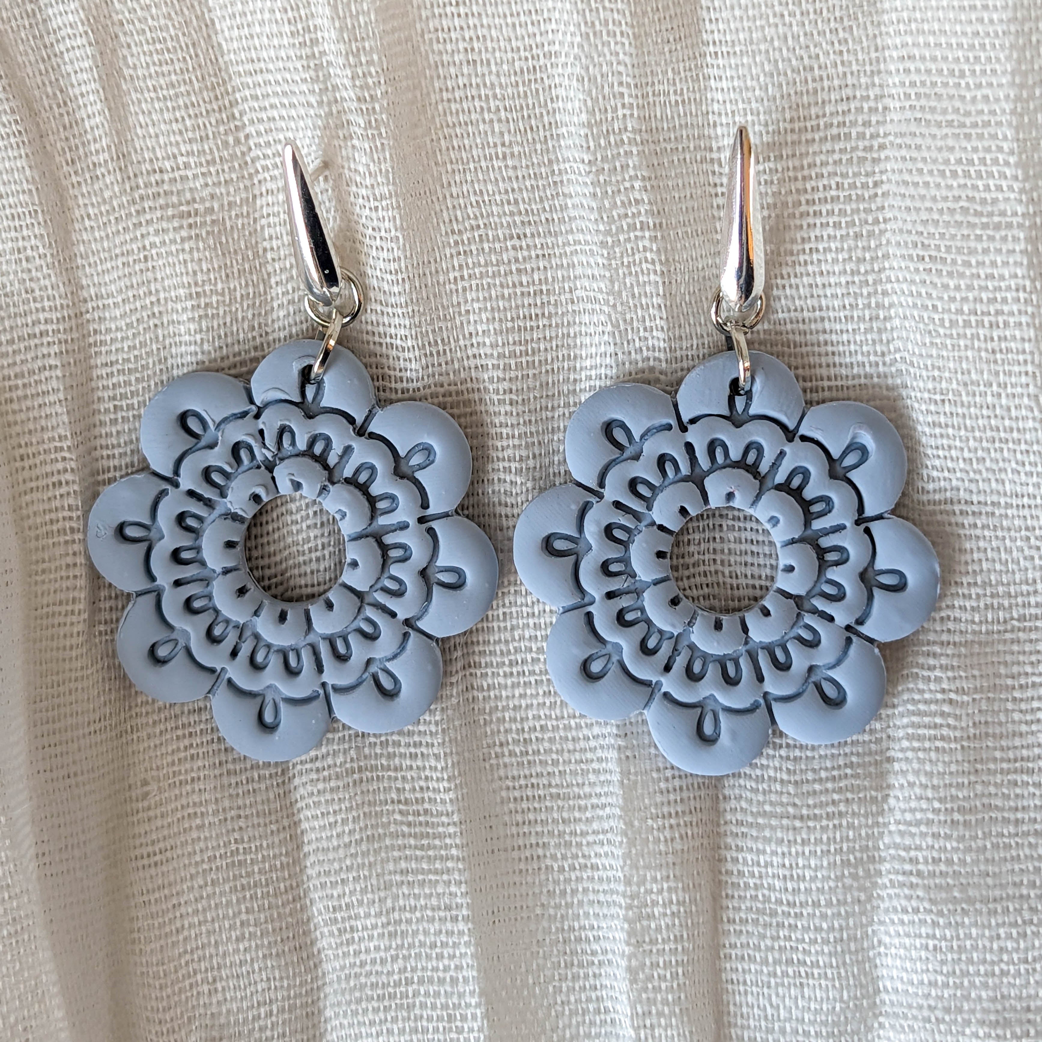 Minimalist Mandala Flower Earrings